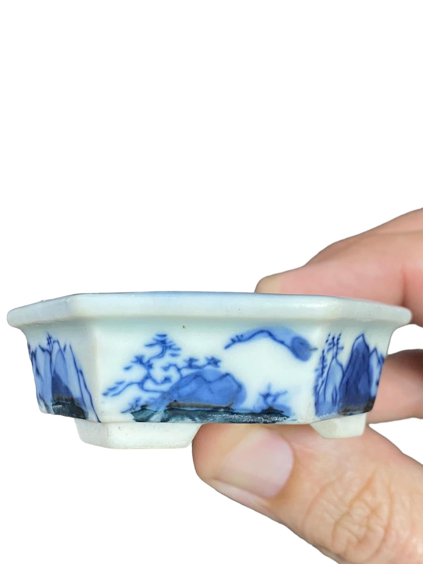 Marufuji - Mame Scenic Hexagon Bonsai Pot (2-1/4" wide)