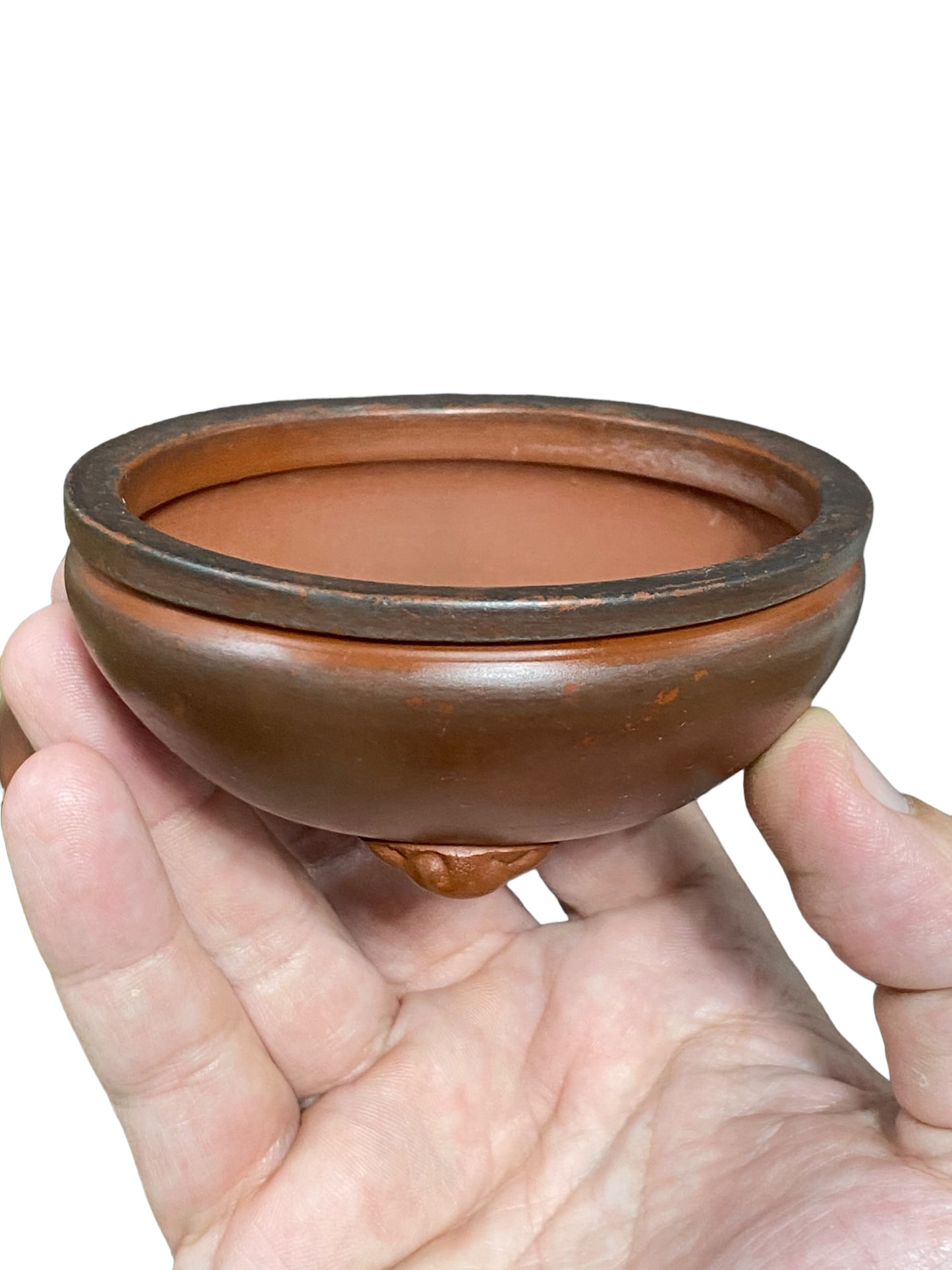 Toushun - Aged Footed Bowl Style Bonsai Pot (3-5/8" wide)