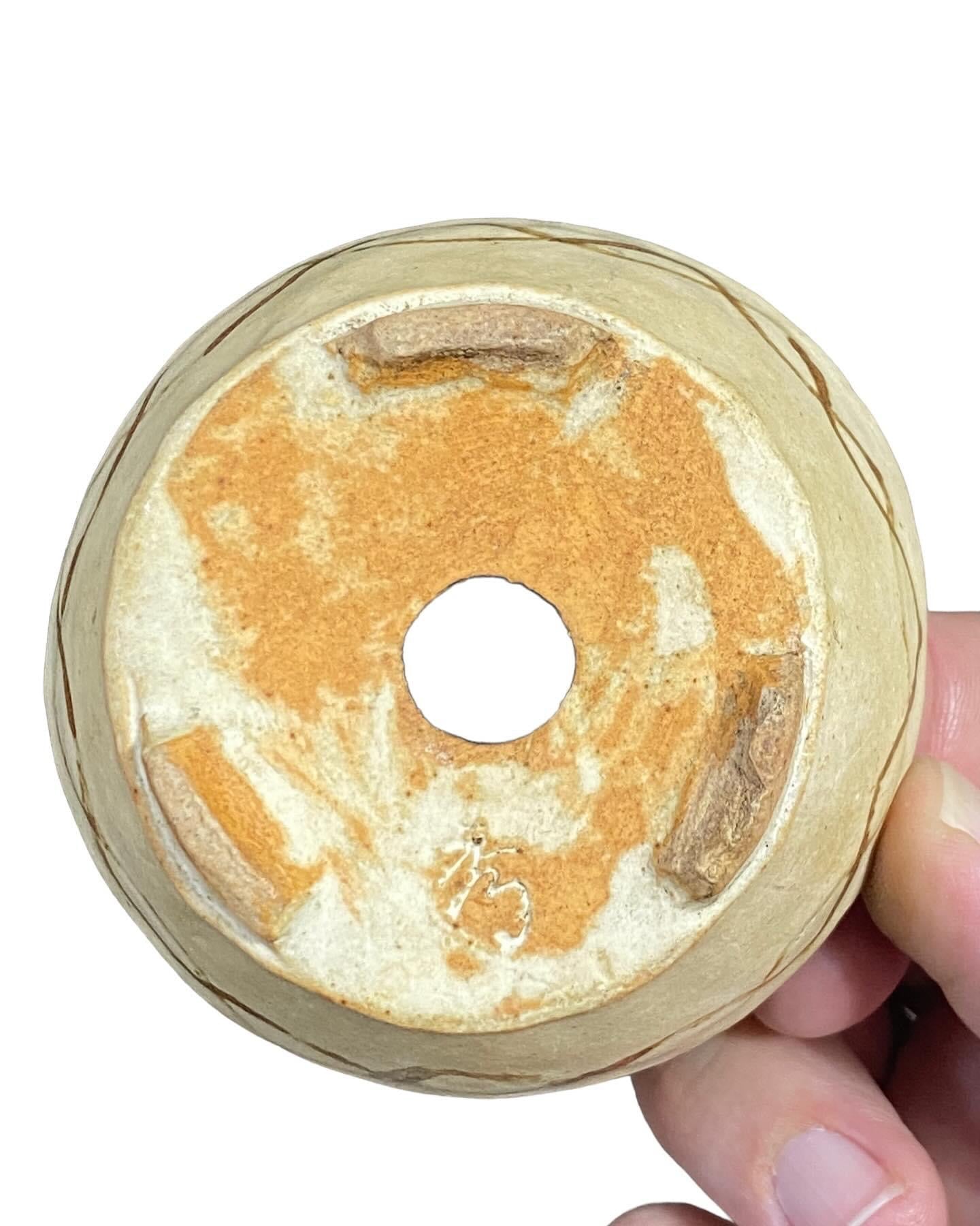 Japanese - Painted Mame Footed Bonsai Pot (3” wide)