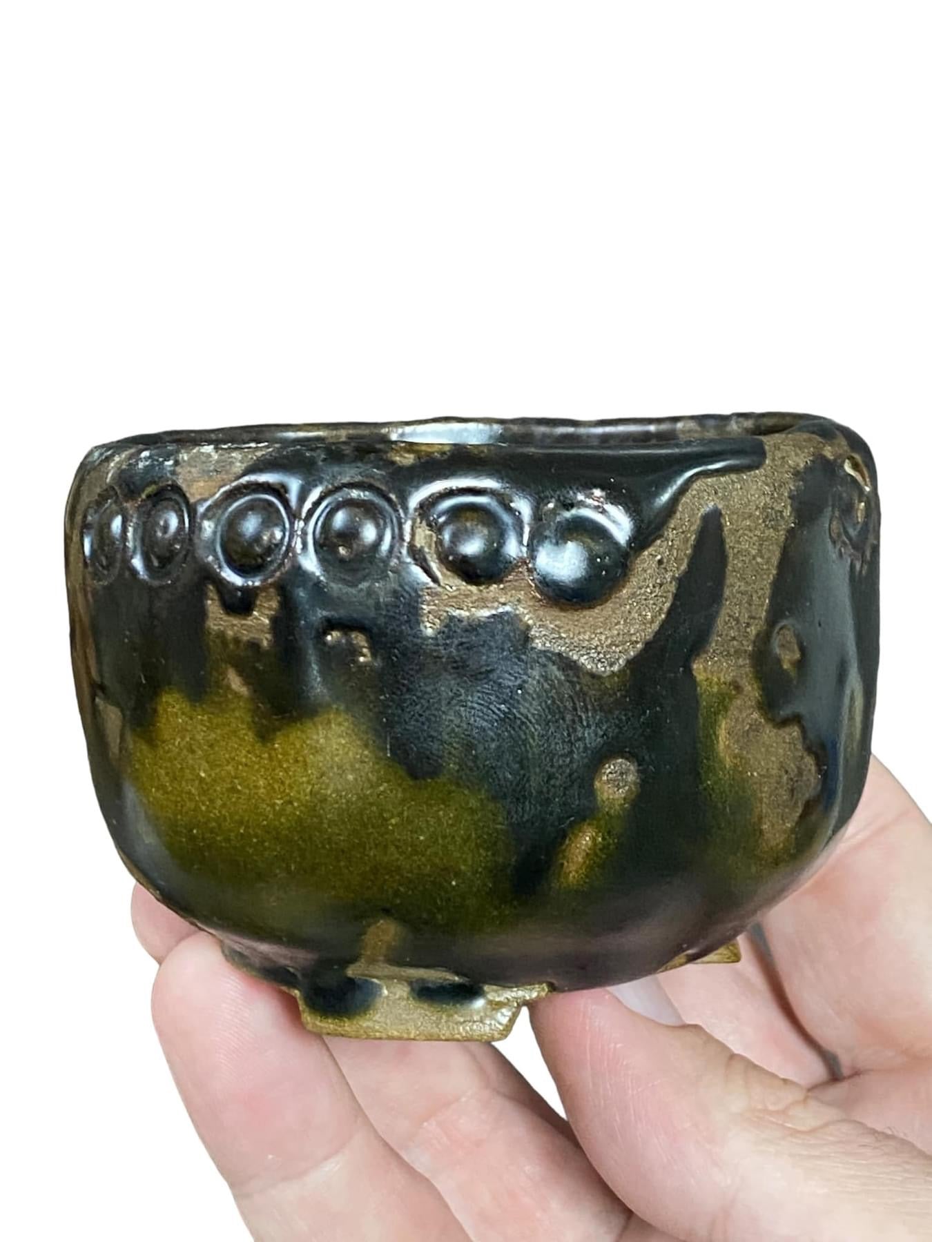Tanabe Sekisyu - Relief Carving Bonsai Pot (3-5/16" wide)