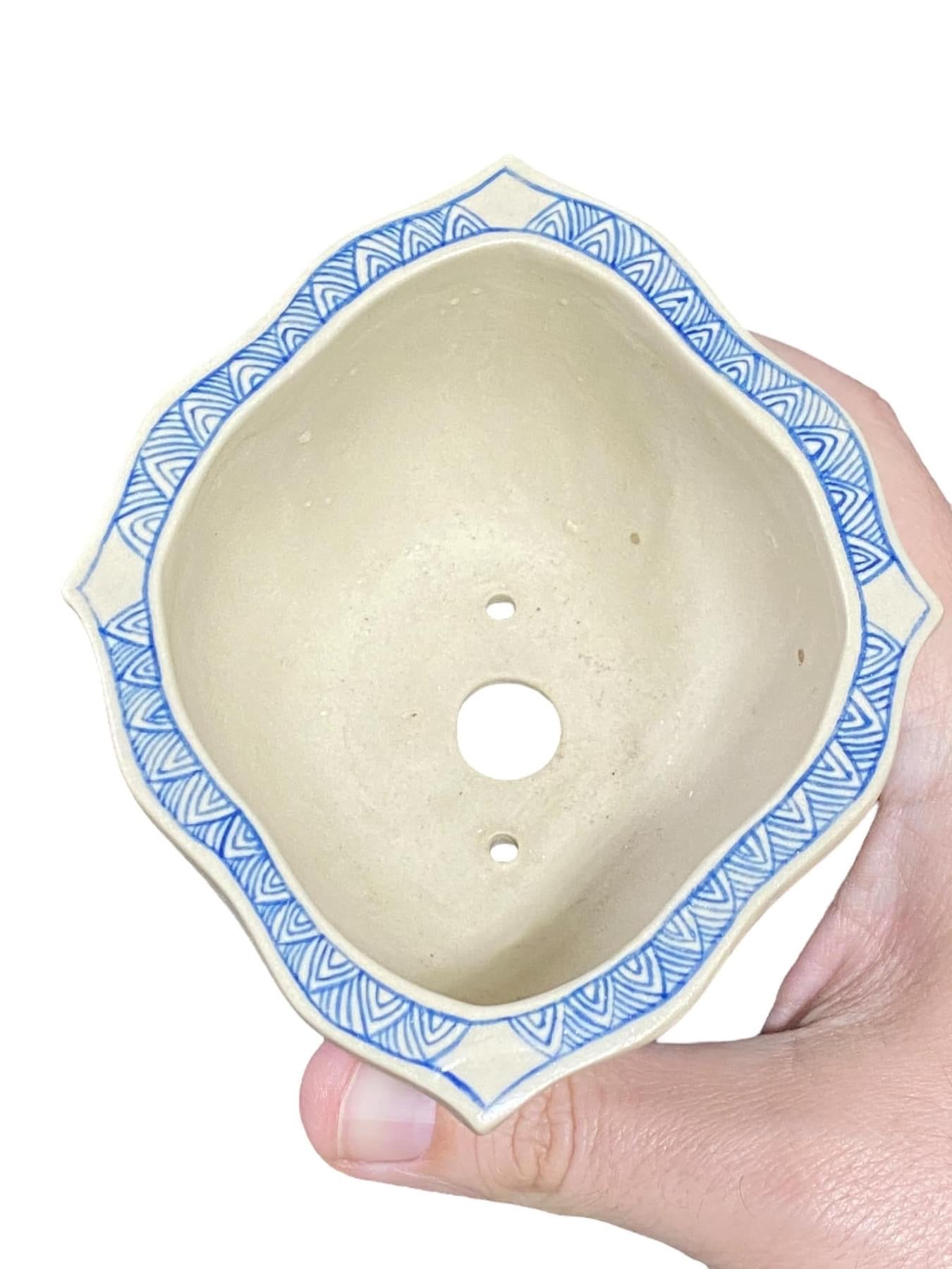 Kouzan - Exquisite Hand Painted Bonsai Pot (5-1/8” wide)