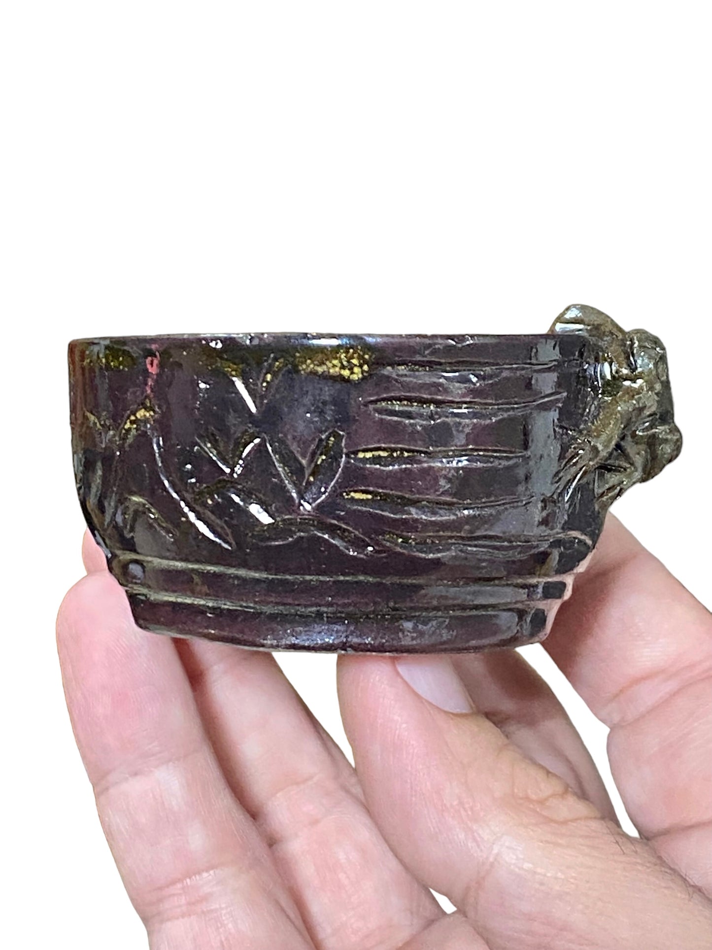 Takudo - Glazed Frog Mame Bonsai or Accent Pot (3-1/2" wide)