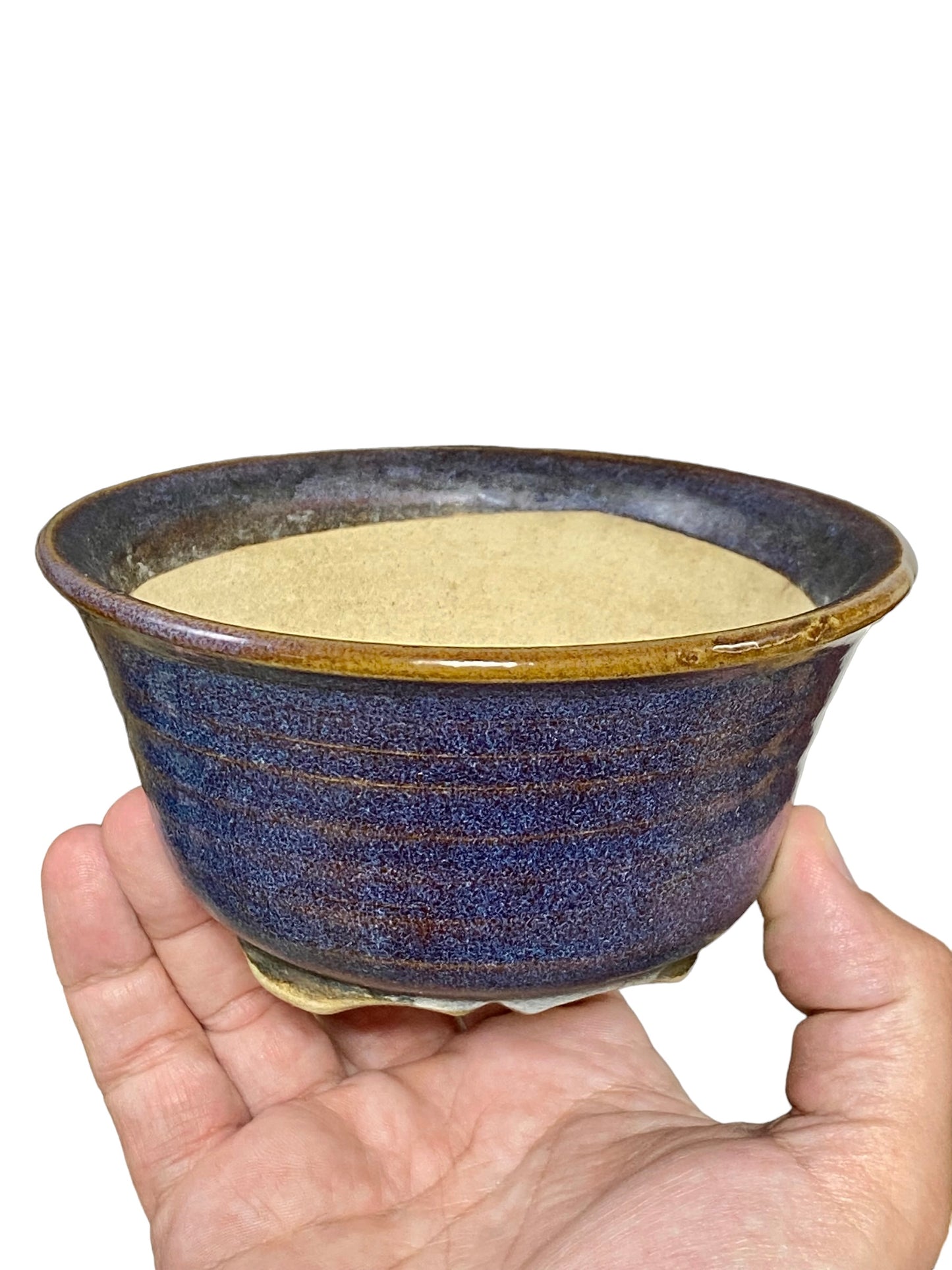 Isso - Beautiful Multicolor Glazed Bowl Bonsai Pot (5-1/4" wide)