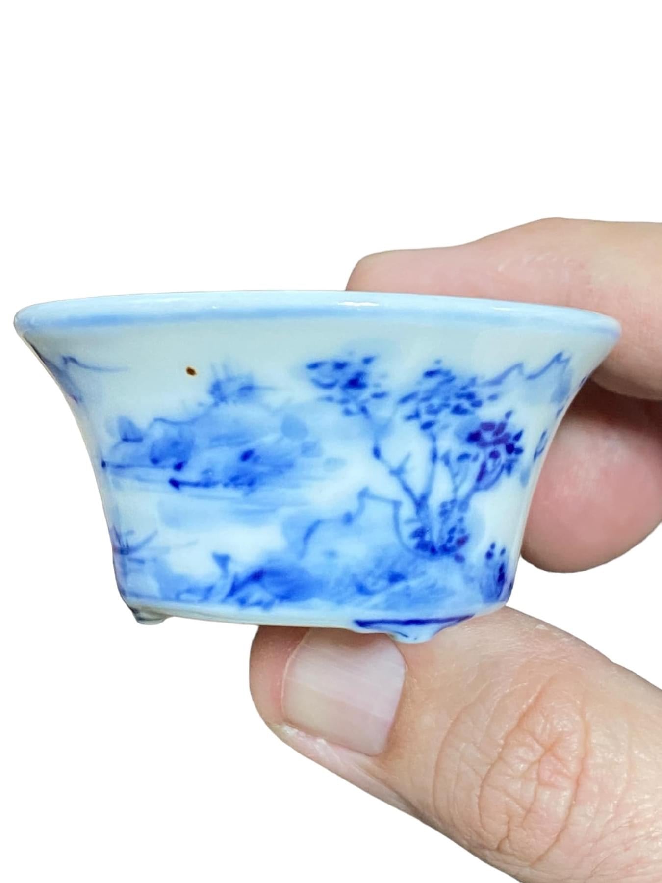 Setsuzan - Flared Mame Semi-Cascade Bonsai Pot (2-1/4" wide)