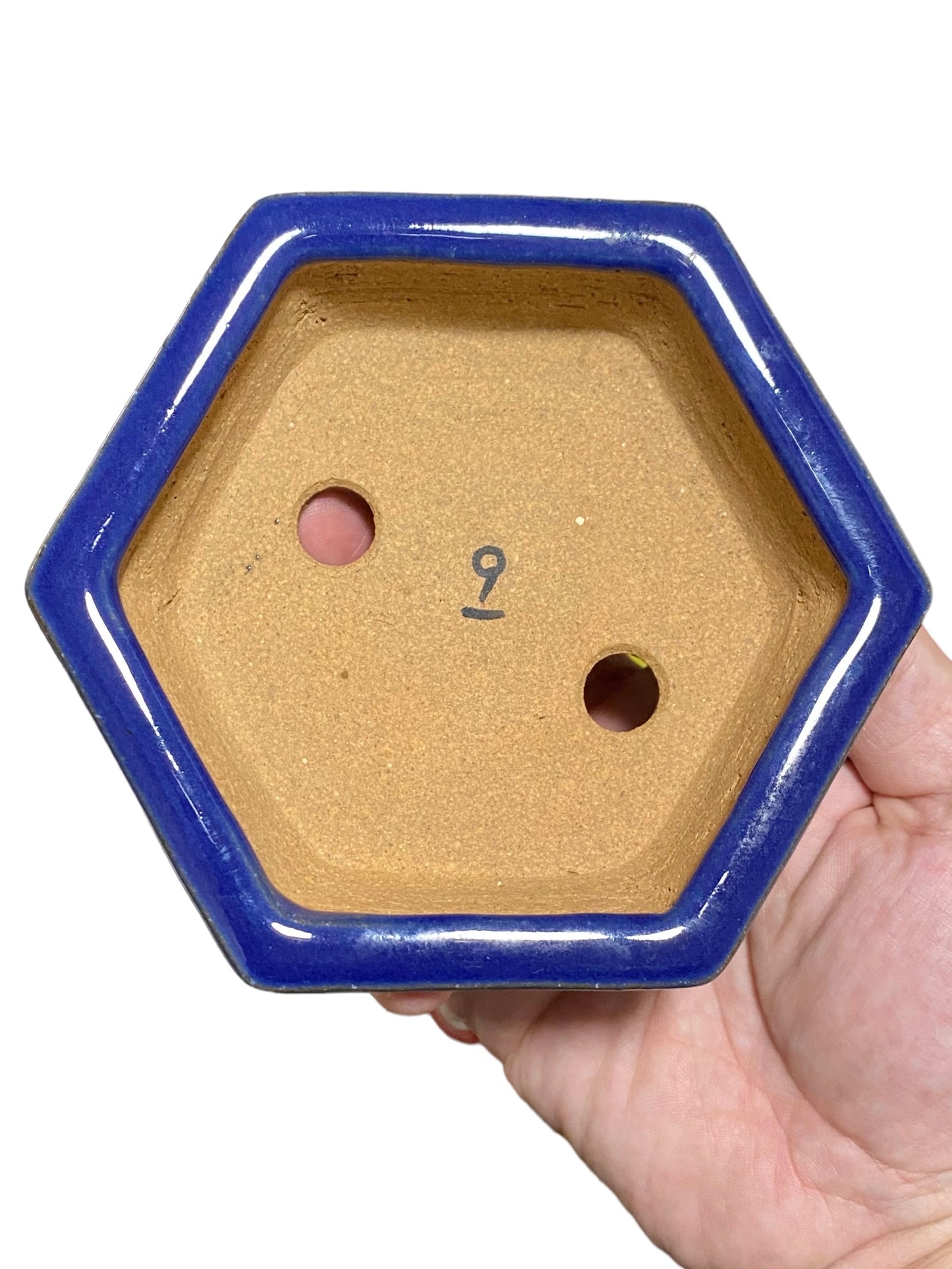 Ikko - Stellar Blue Glazed Hexagon Bonsai or Accent Pot (5-1/4” wide)