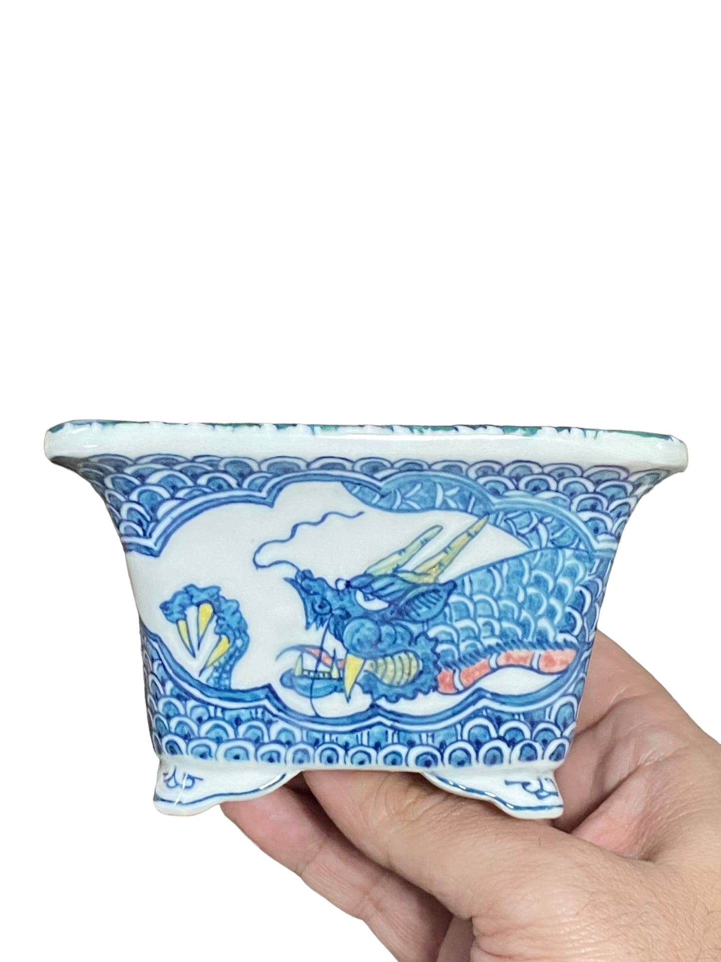 Shoseki and Shibakatsu Collab - Painted Bonsai Pot 4-7/8" wide)