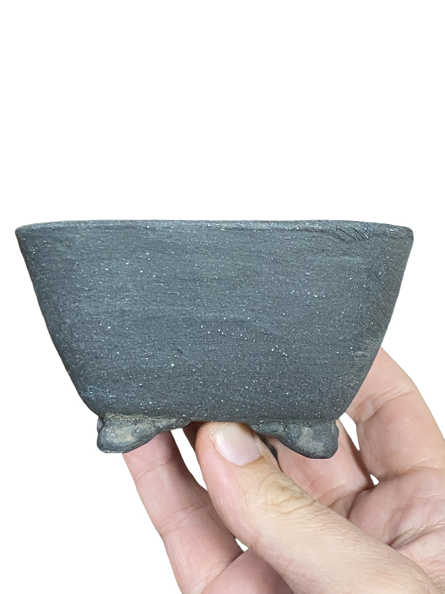 Heian Kosen - Unglazed Footed Square Bonsai Pot (4-1/4" wide)
