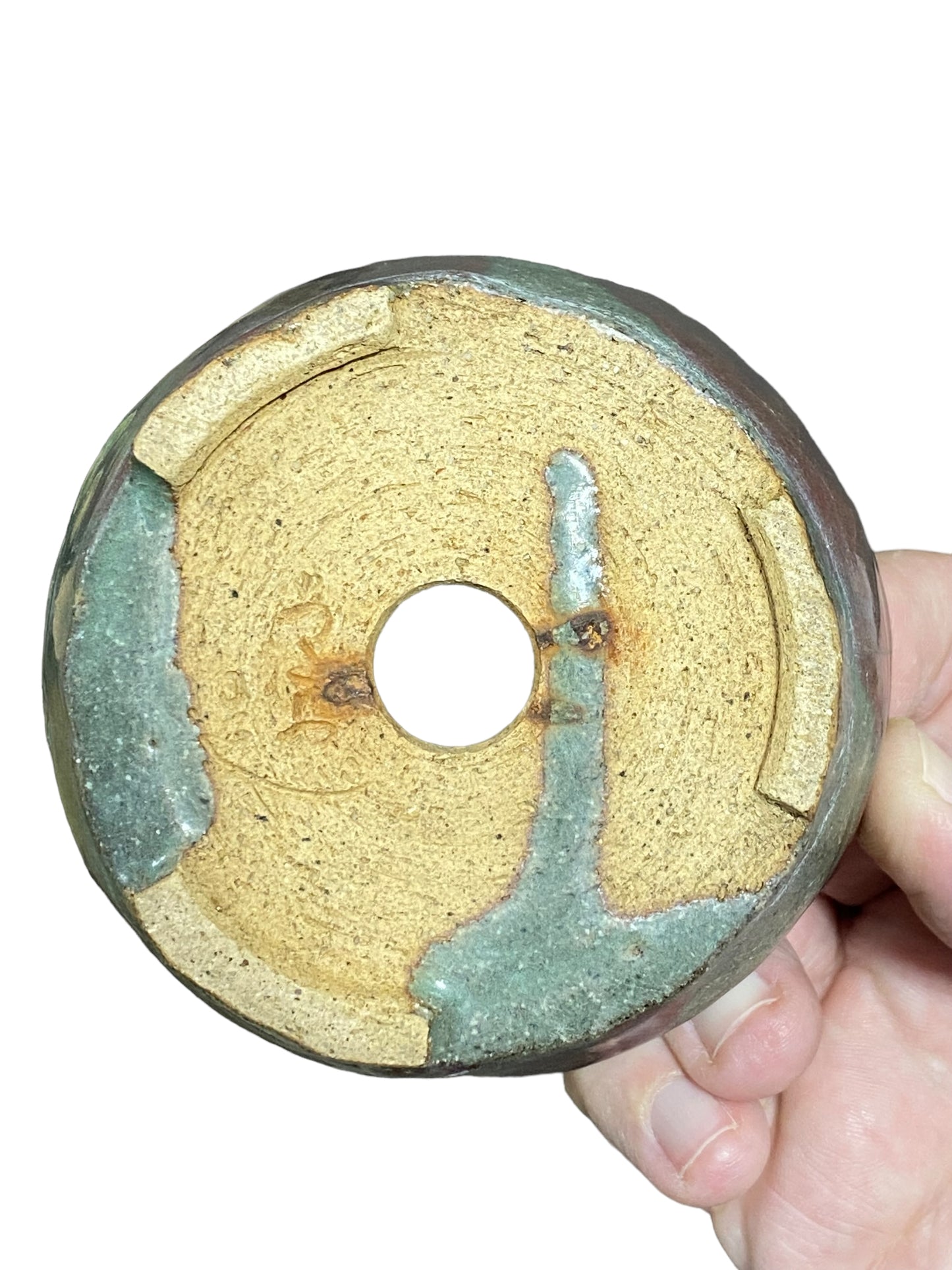 Glazed Multicolor Bonsai Pot from Japan (3-3/4" wide)