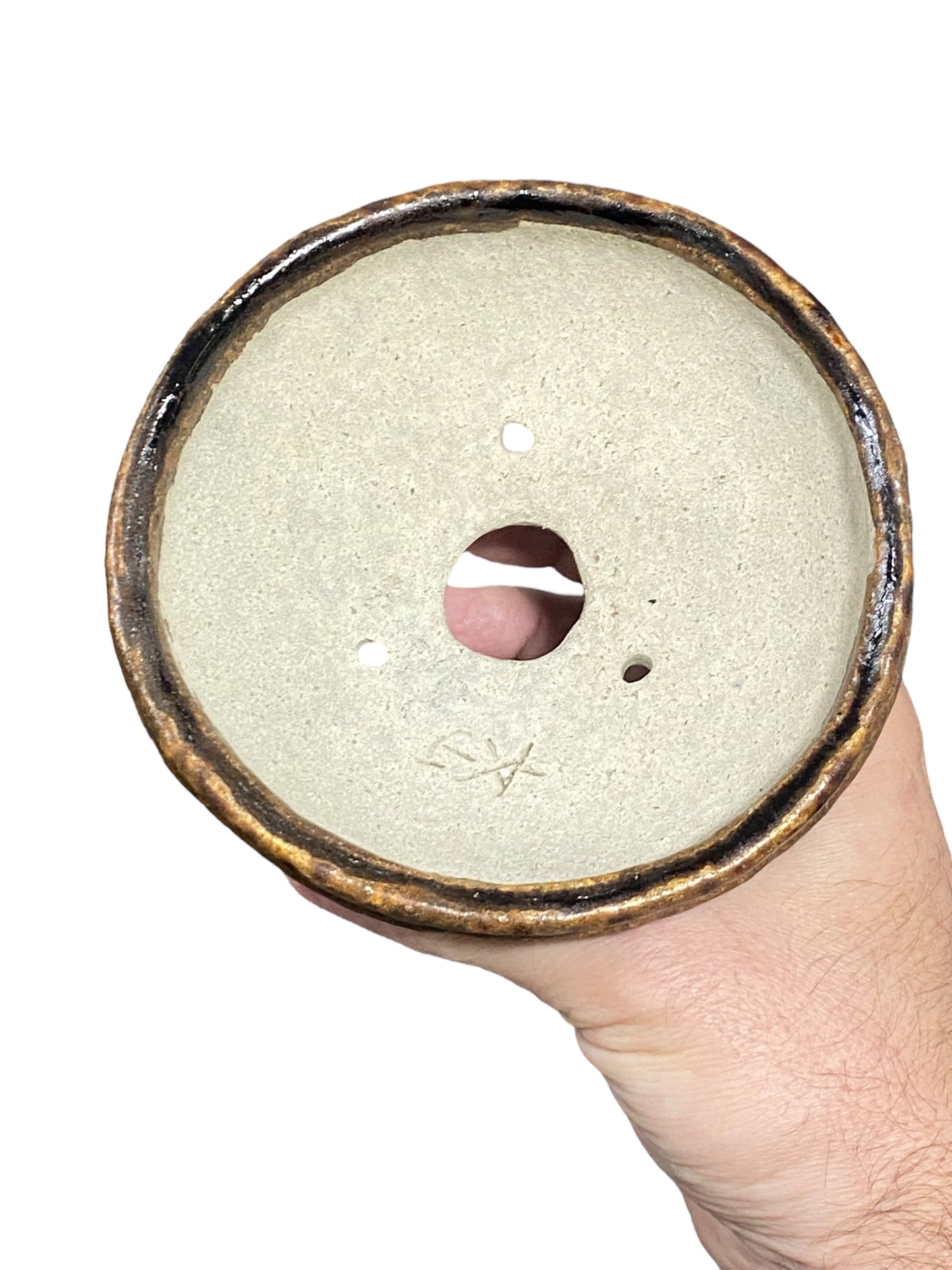Bunzan - Glazed Footed Shallow Bowl Bonsai or Accent Pot (5-1/2" wide)