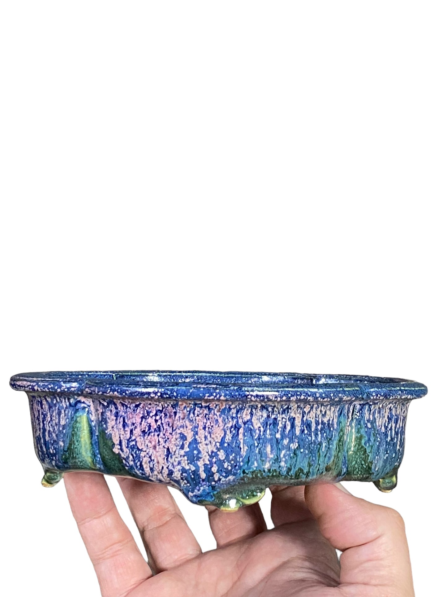 Kiyoshi Kiowai “Fuka” - Exquisitely Glazed Mokko Bonsai Pot (6-1/2” wide)