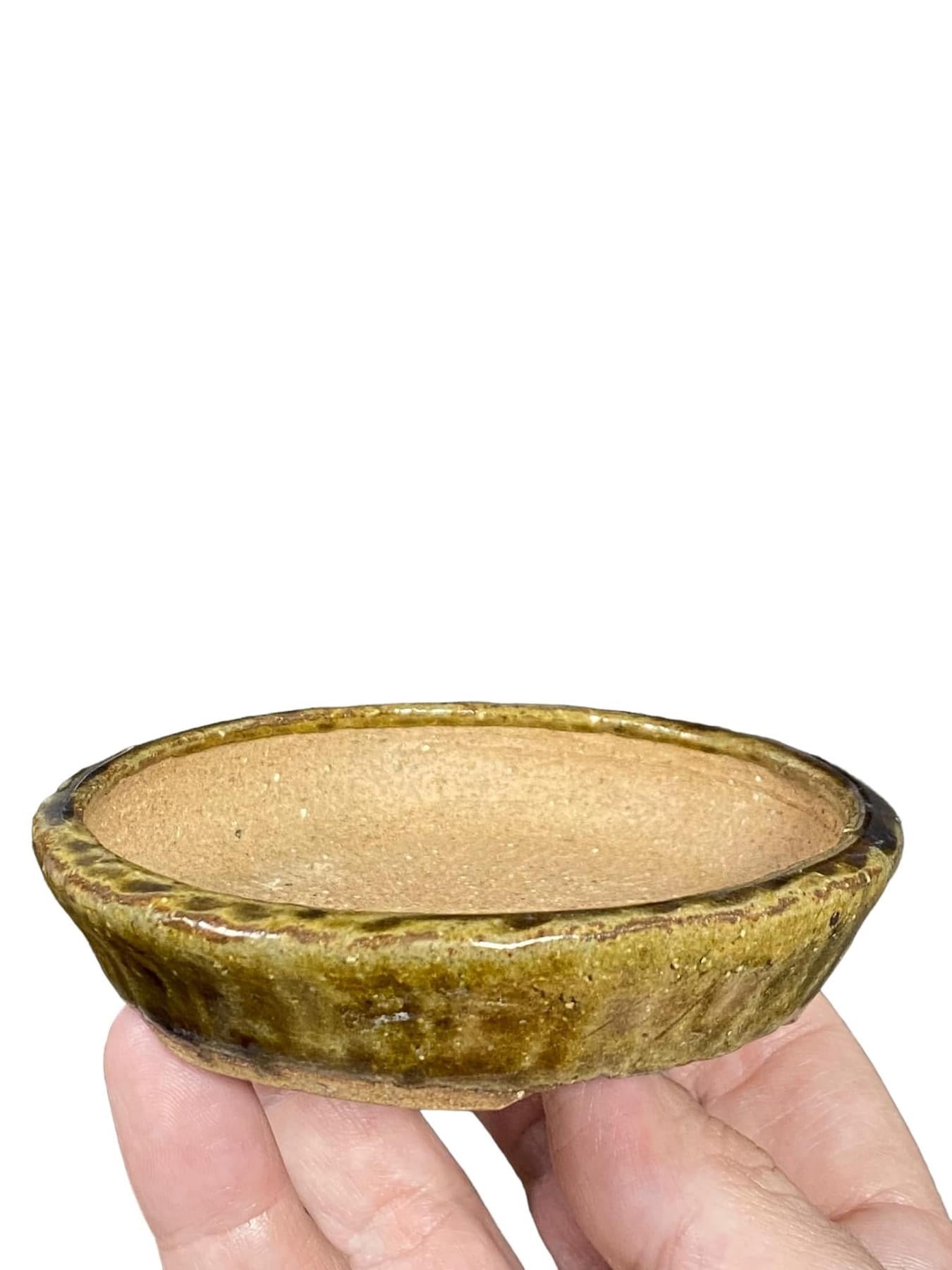 Aso - Shallow Glazed Bonsai Pot (4" wide)