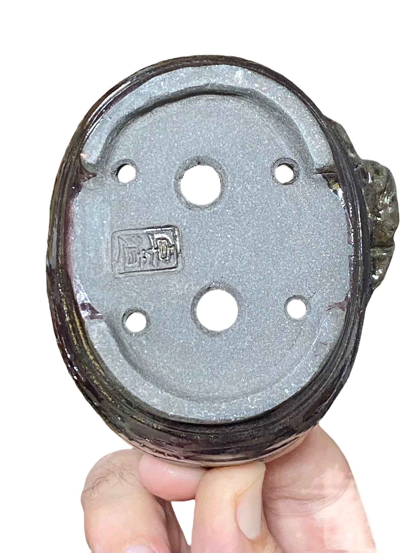 Takudo - Glazed Frog Mame Bonsai or Accent Pot (3-1/2" wide)