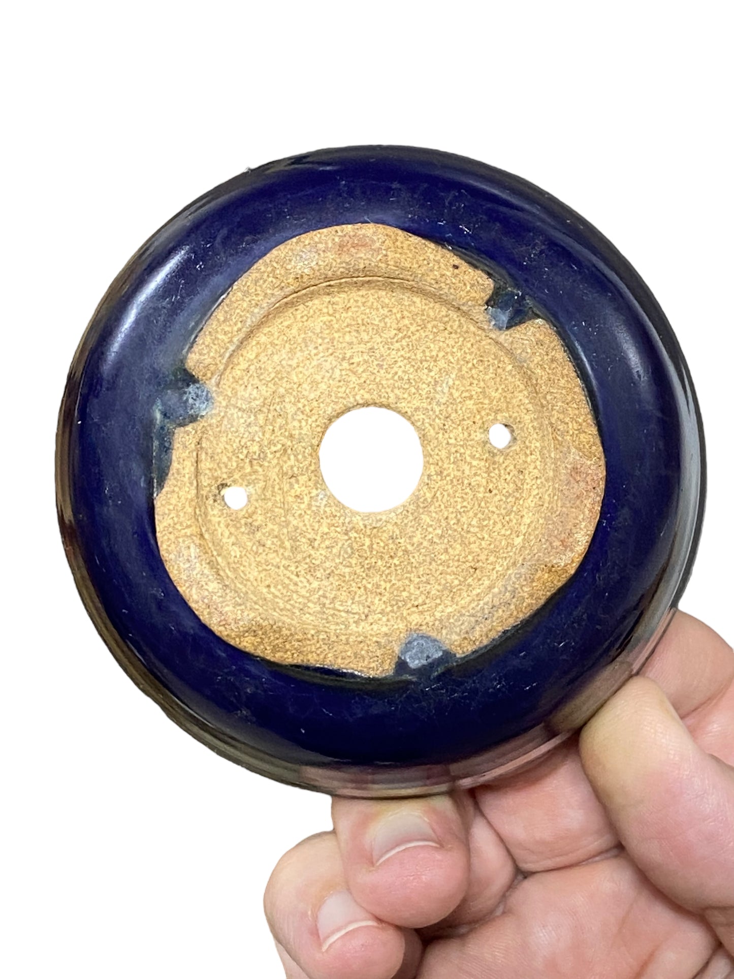 Isso - Ruri Blue Glazed Bowl Bonsai or Accent Pot (3-3/4" wide)