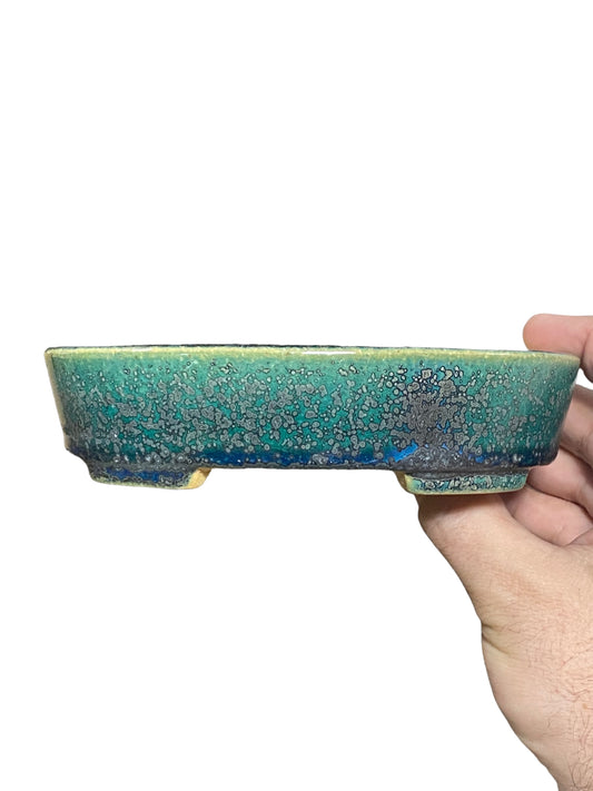 Koyo - Classic Oribe Glazed Oval Bonsai Pot