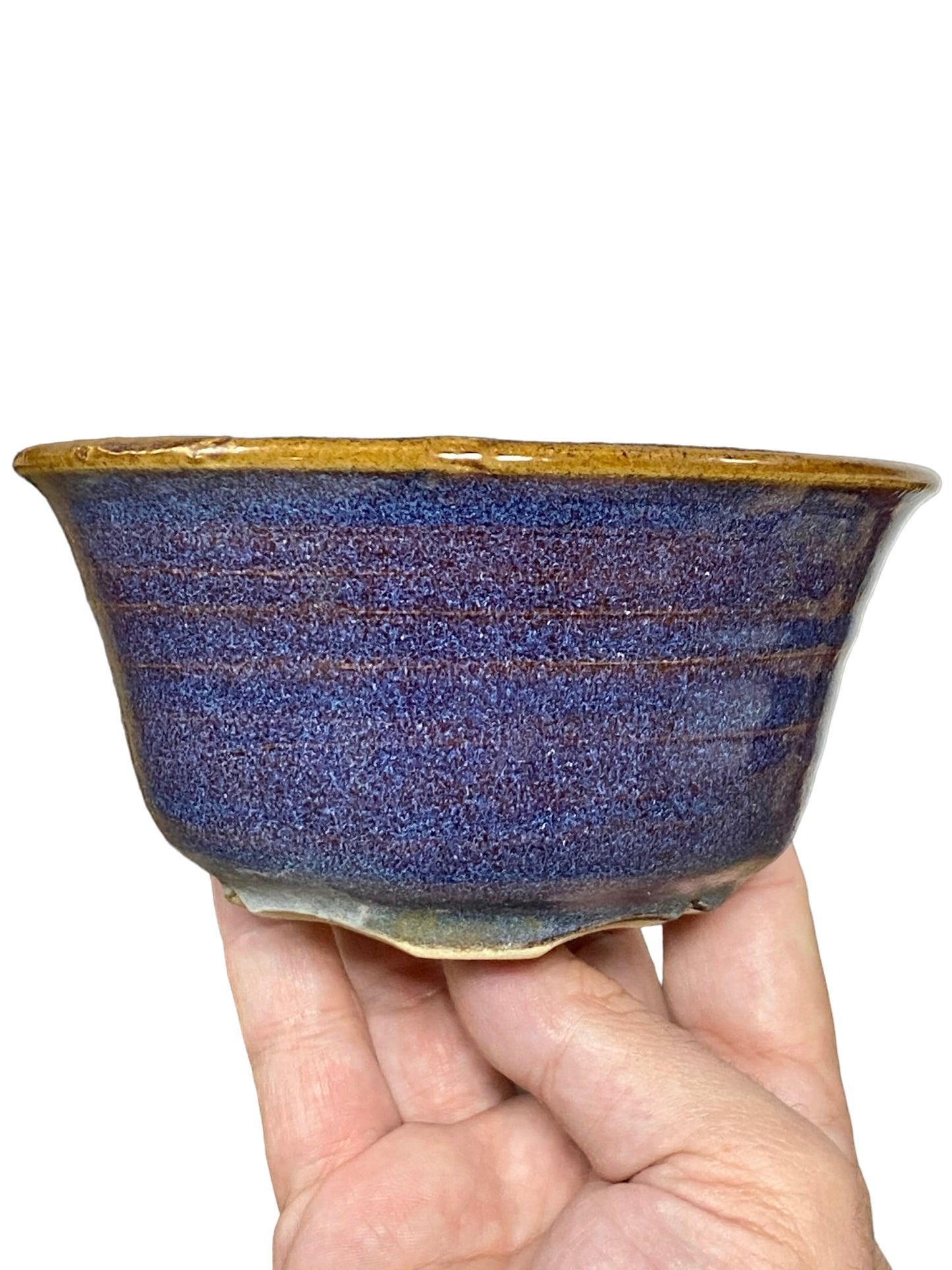 Isso - Beautiful Multicolor Glazed Bowl Bonsai Pot (5-1/4" wide)