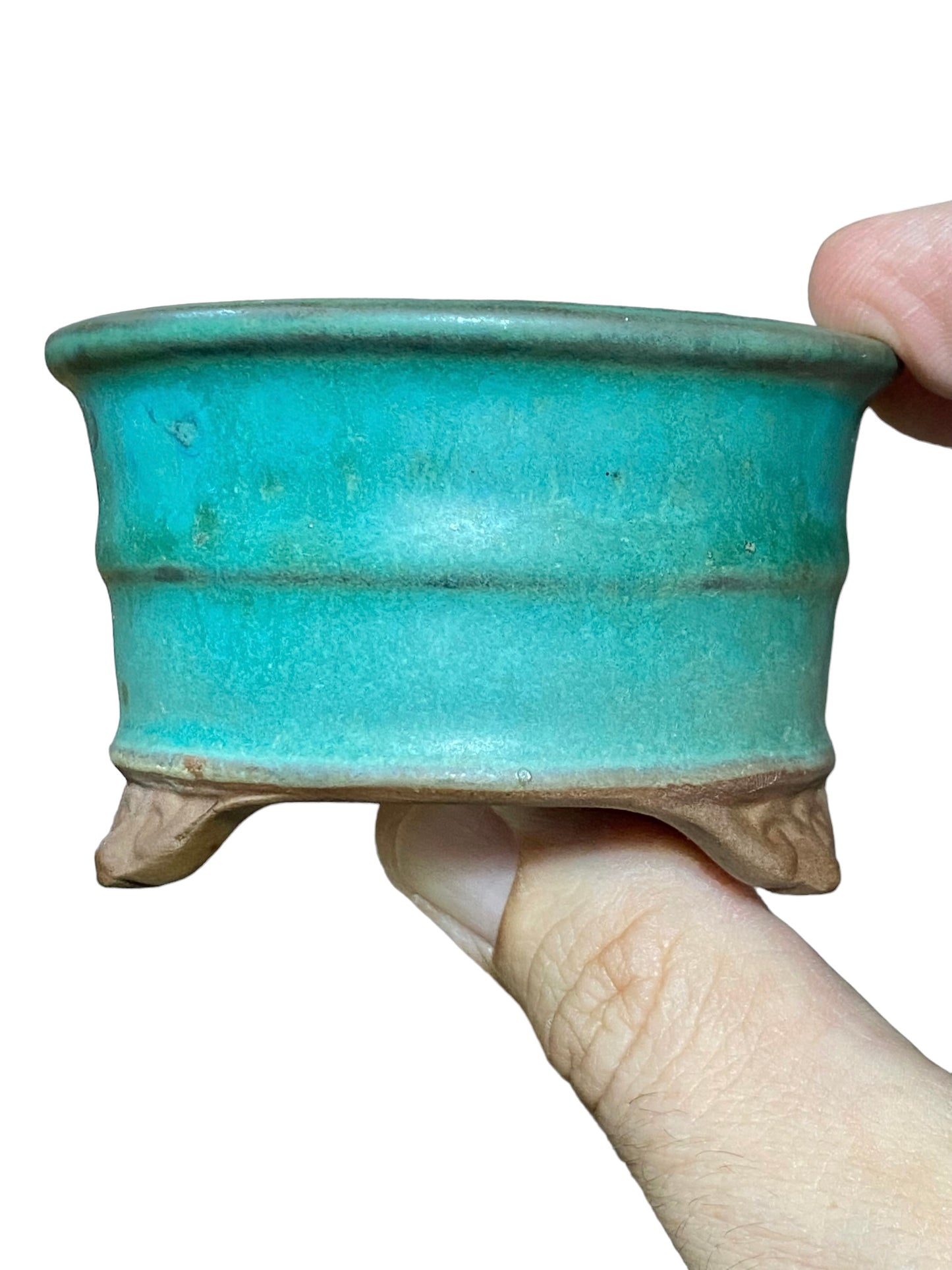 Tosui - Aged Footed Round Bonsai Pot (3" wide)