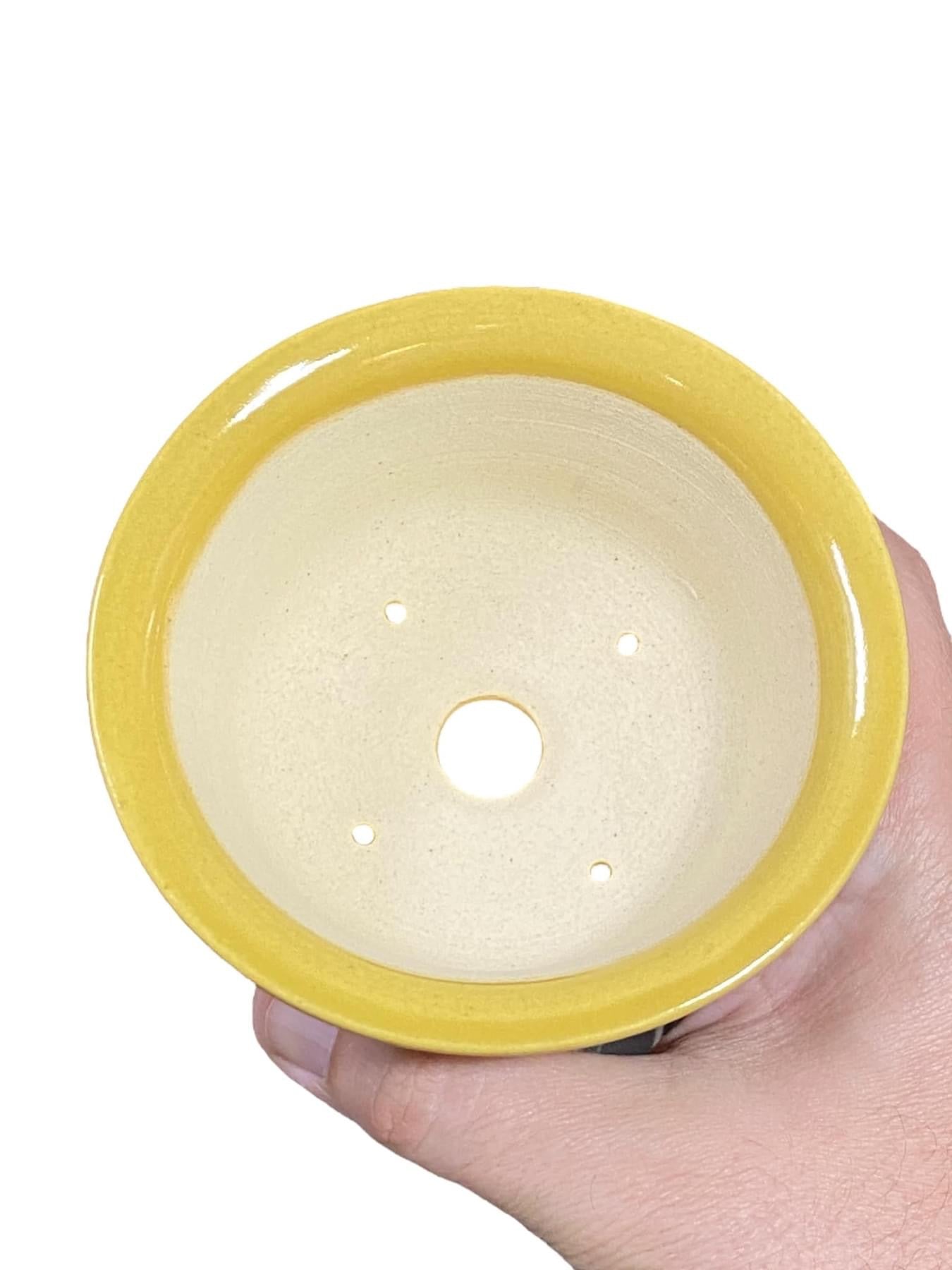 Kiyoshi Kiowai “Fuka” - Yellow Glazed Bonsai Pot (4-11/16” wide)