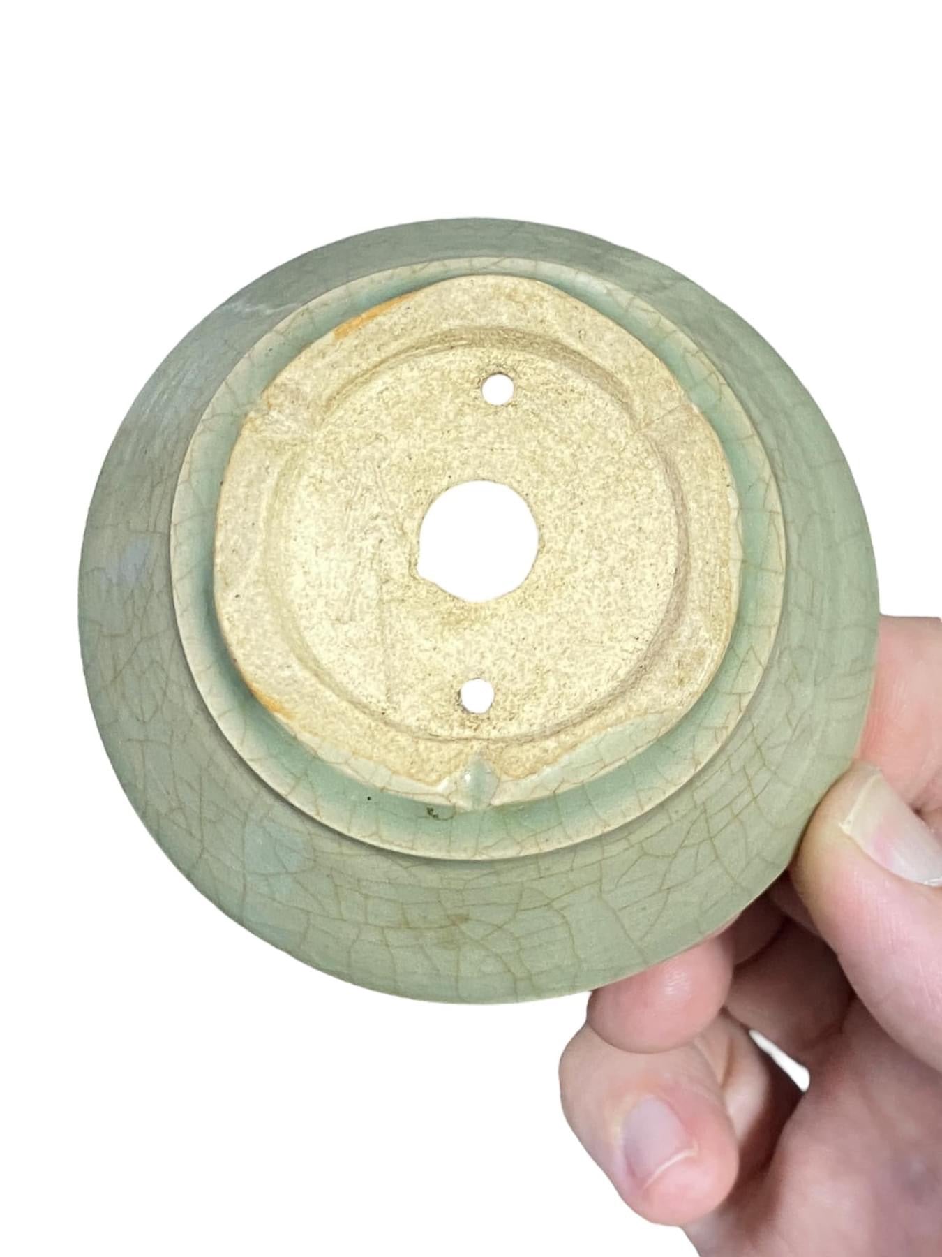 Isso - Stellar Crackle and Lower Banded Bonsai or Accent Pot (3-3/16” wide)