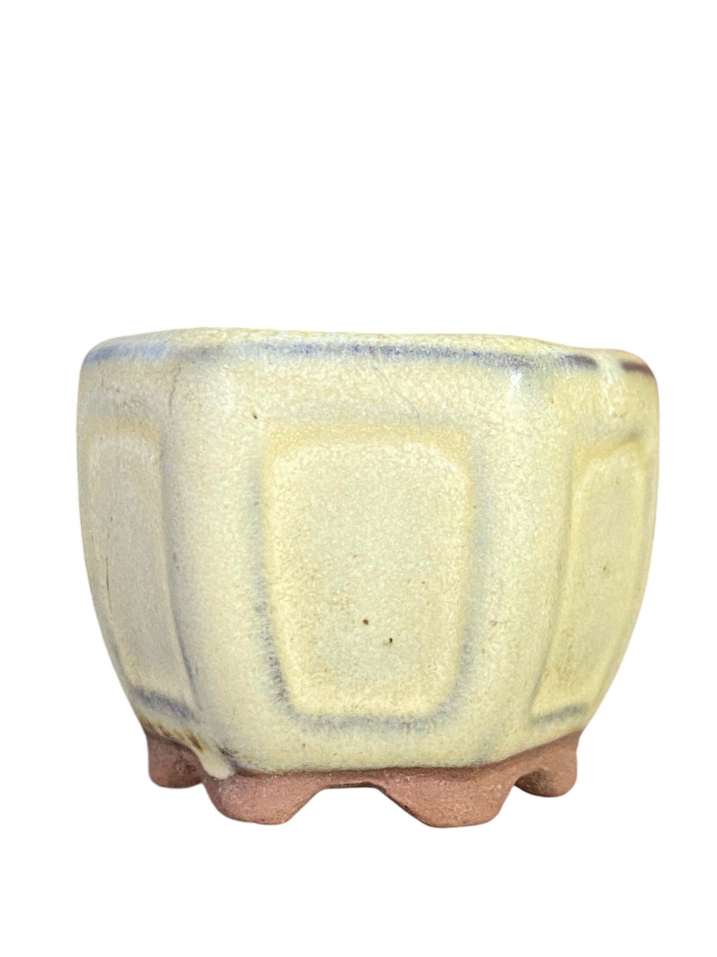 Japanese - Mame Glazed Footed Hexagon Bonsai Pot (1-1/2" wide)