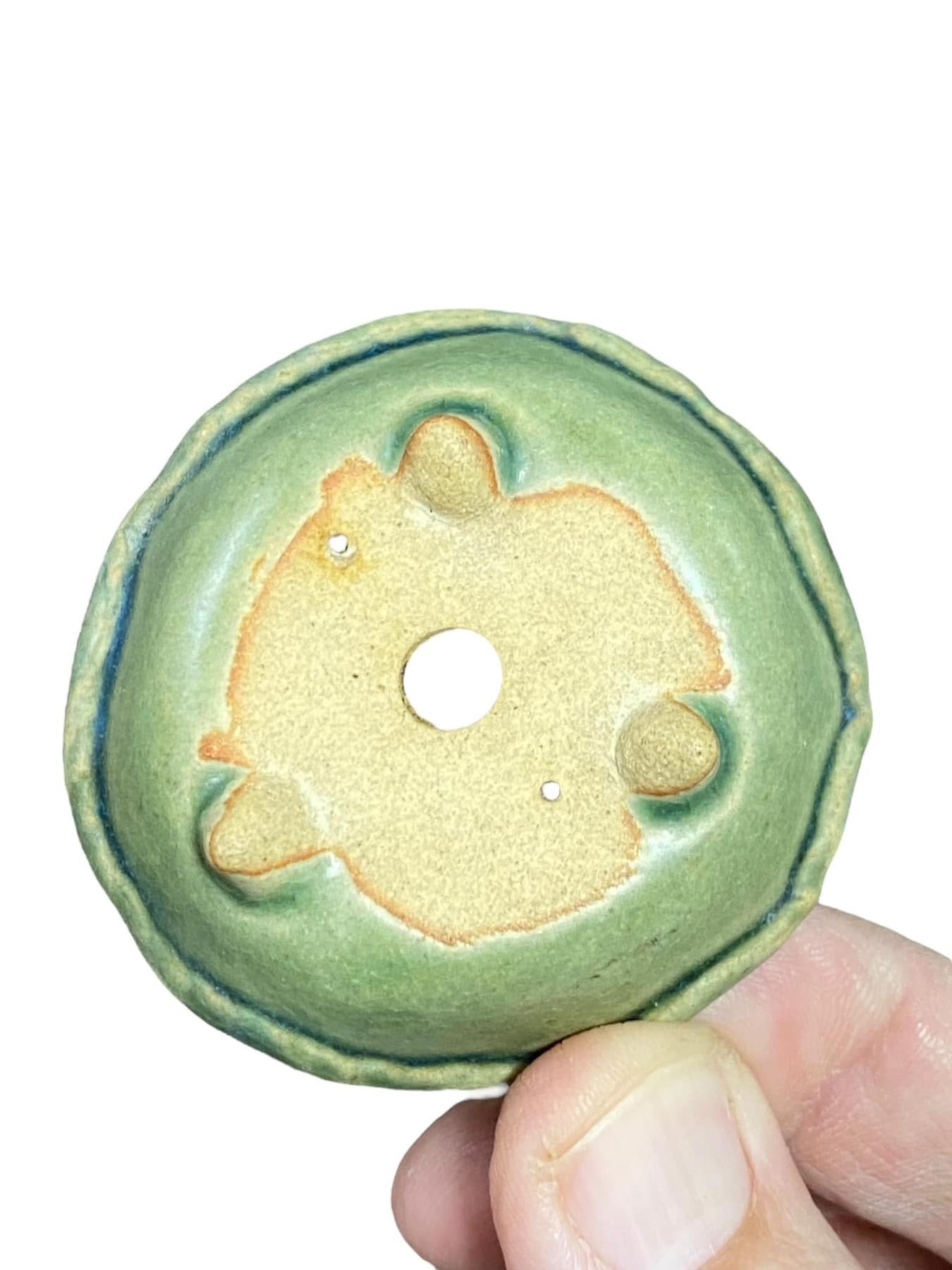 Japanese - Beautiful Green Glazed Bonsai Pot (2-3/16" wide)