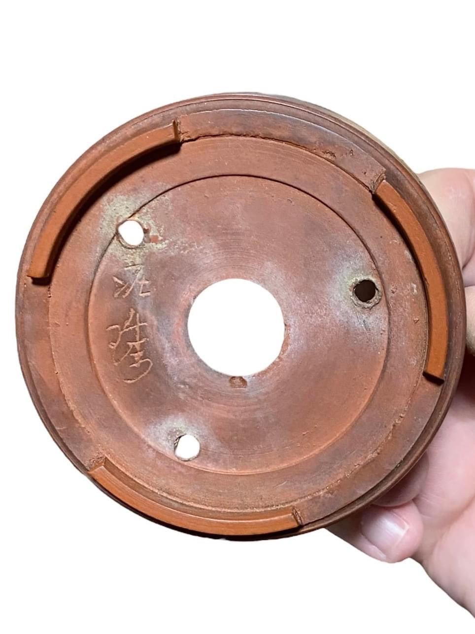 Deiju - Carved Drum Style Bonsai or Accent Pot (3-1/4' wide)