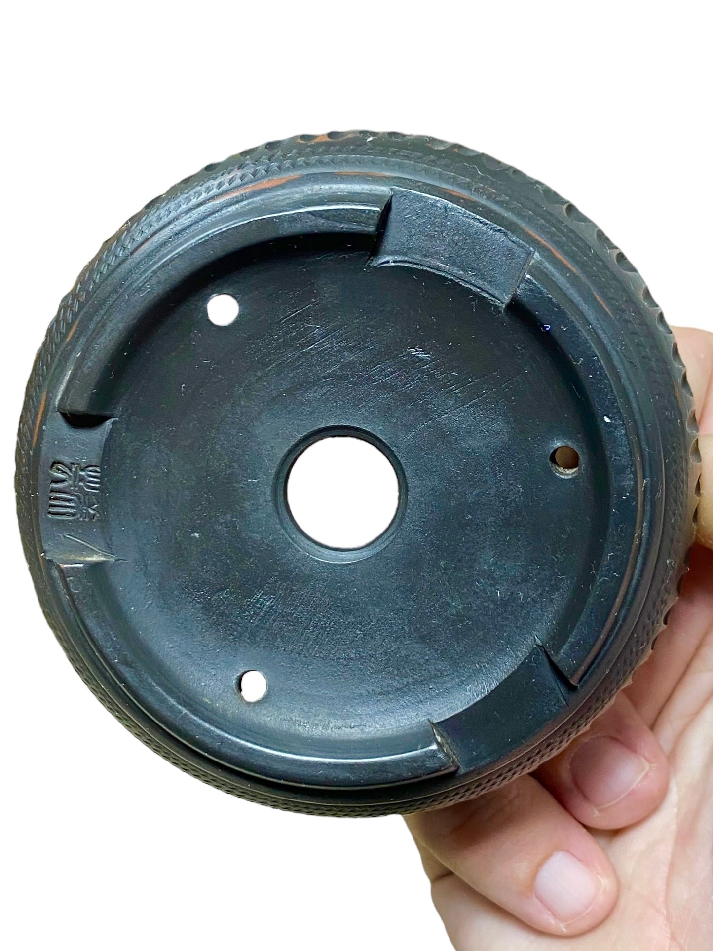 Bigei - Relief Carved Drum Style Bonsai or Accent Pot (3-7/8" wide)