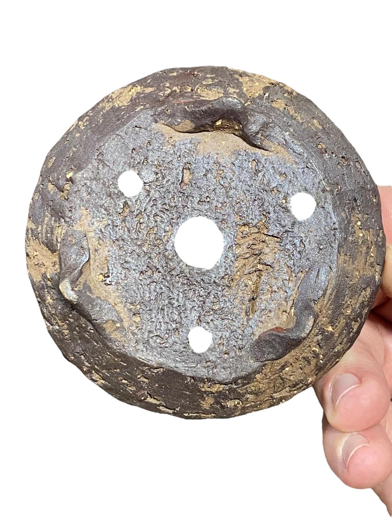 Shuho - Unglazed Footed Round Bonsai (3-3/4" wide)