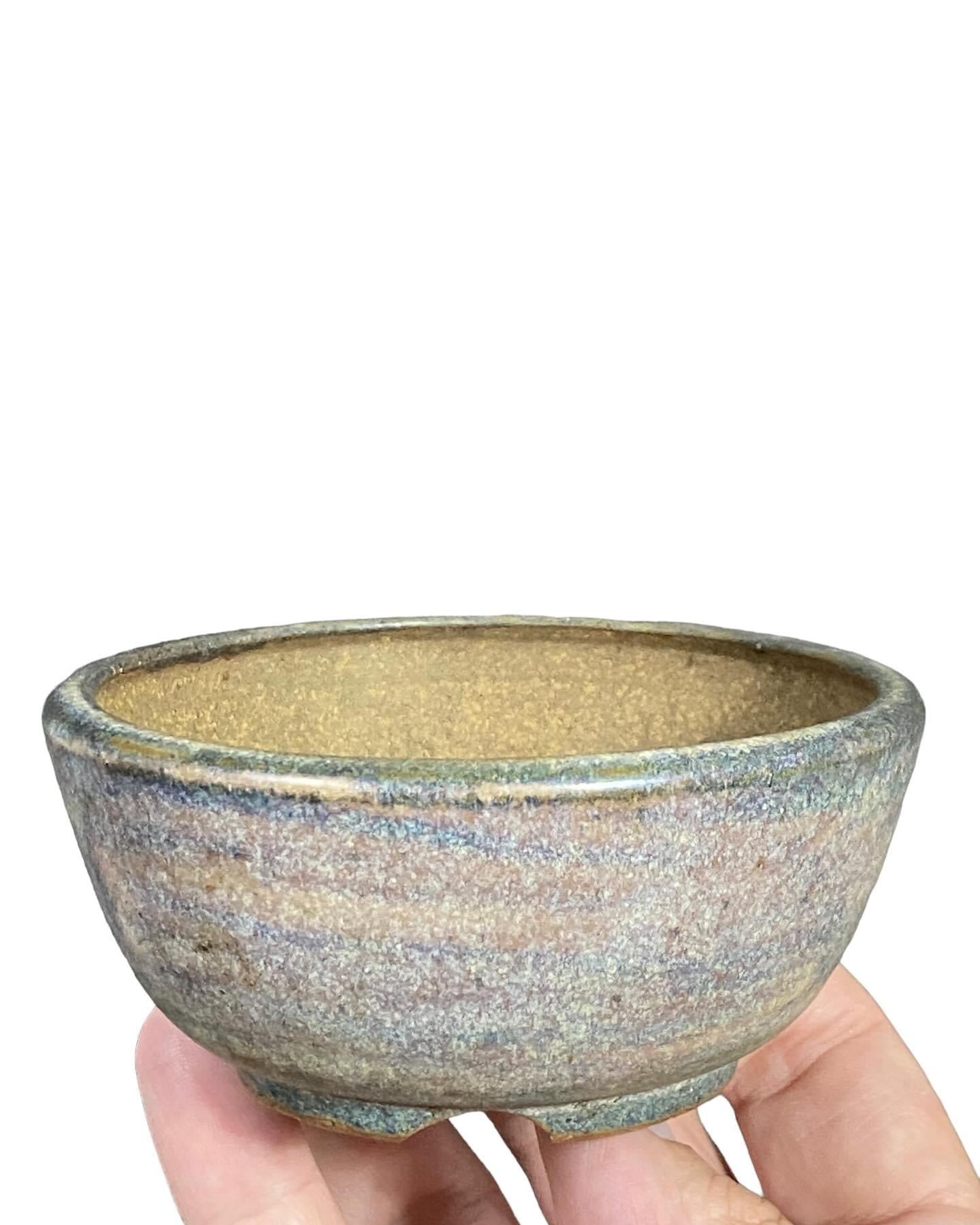 Chikuho - Rare Multicolor Glazed Bonsai Pot (4” wide)