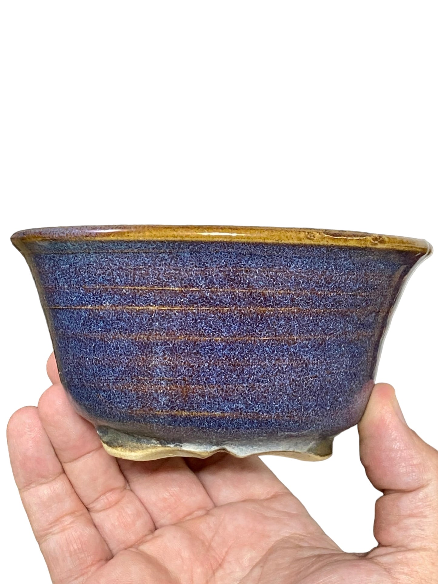 Isso - Beautiful Multicolor Glazed Bowl Bonsai Pot (5-1/4" wide)