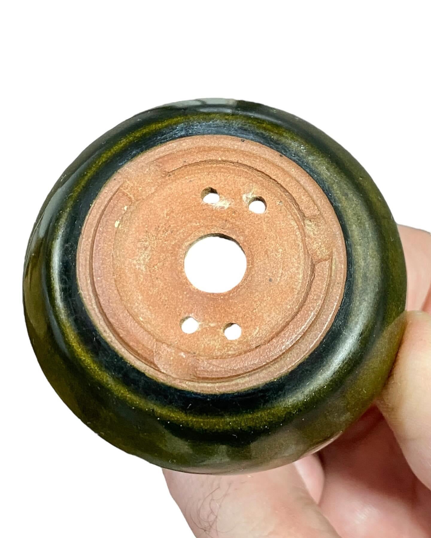 Hikari - Glazed Mame Round Bonsai Pot (2-5/16” wide)