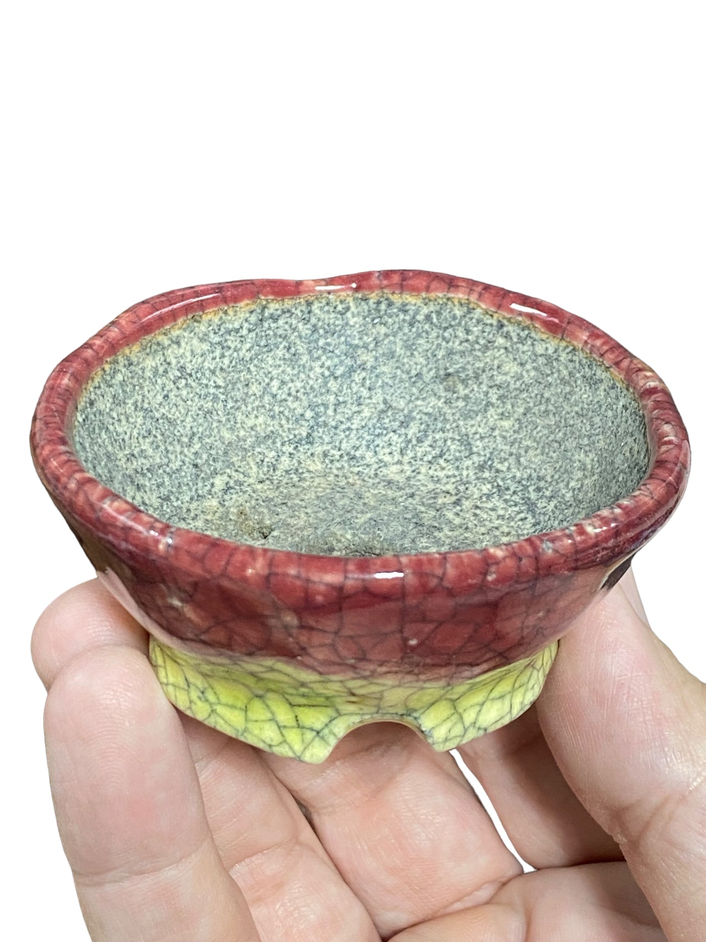 Bunzan - Crackle Glazed Round Bonsai or Accent Pot (2-3/4" wide)
