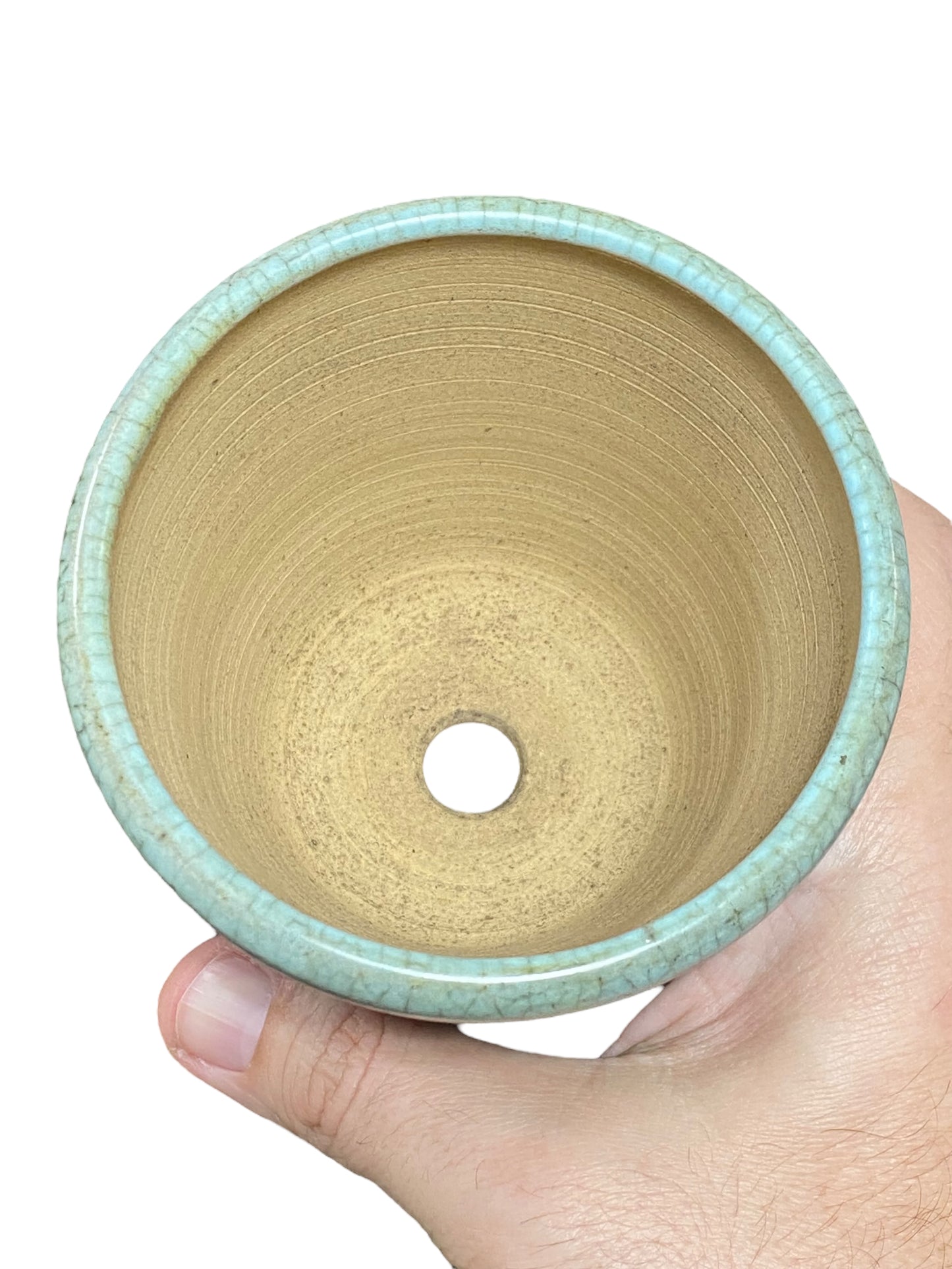 Bikoh - Rare Large Footed Round Bonsai Pot (4-1/8" wide)