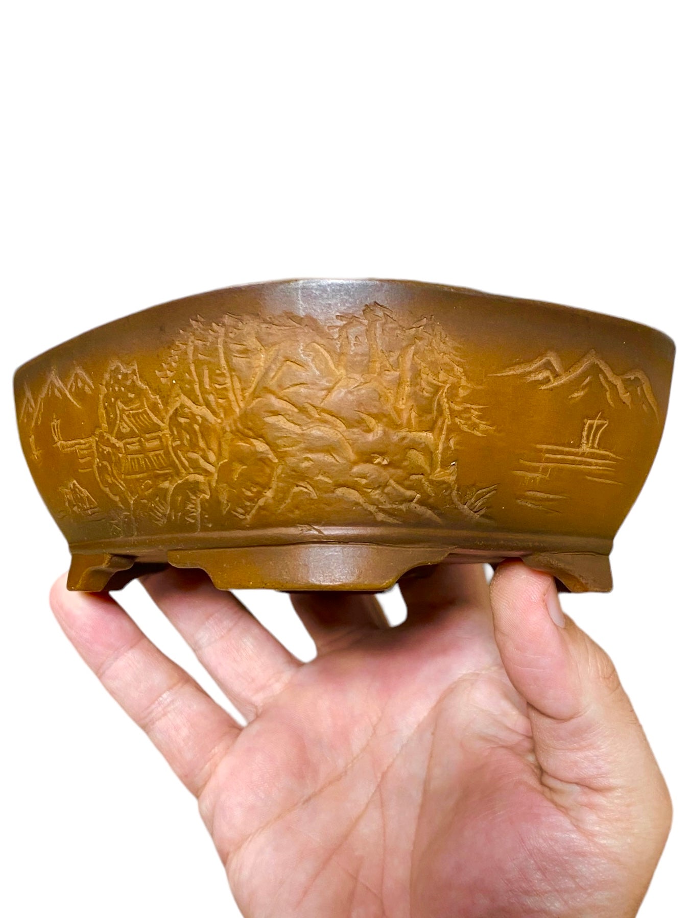 Bigei - Beautiful Relief Carved Style Bonsai Pot