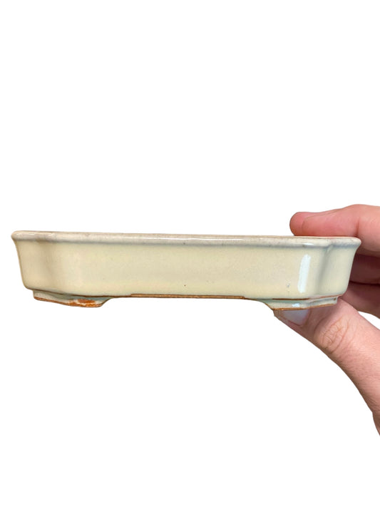 Ikko - Cream Glazed Mokko Style Bonsai or Accent Pot (5-7/8” wide)