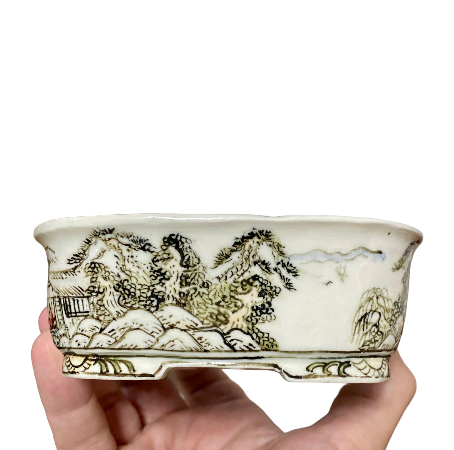 Joshu Katsuyama - Stellar Multi-Scene Painted Bonsai Pot (5-13/16" wide)