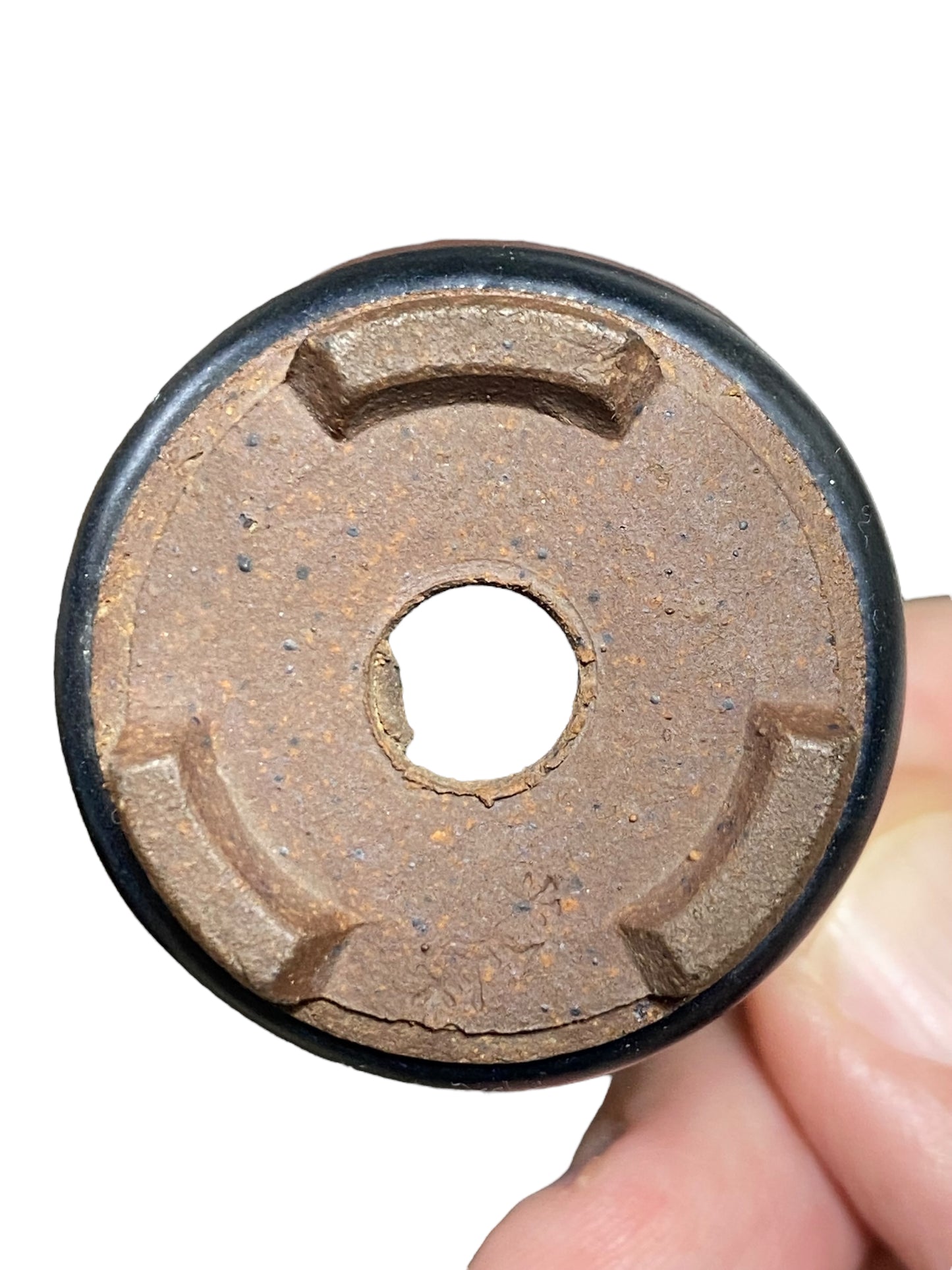 Koho - Black Glazed Mame Semi-Cascade Bonsai Pot (1-13/16" wide)