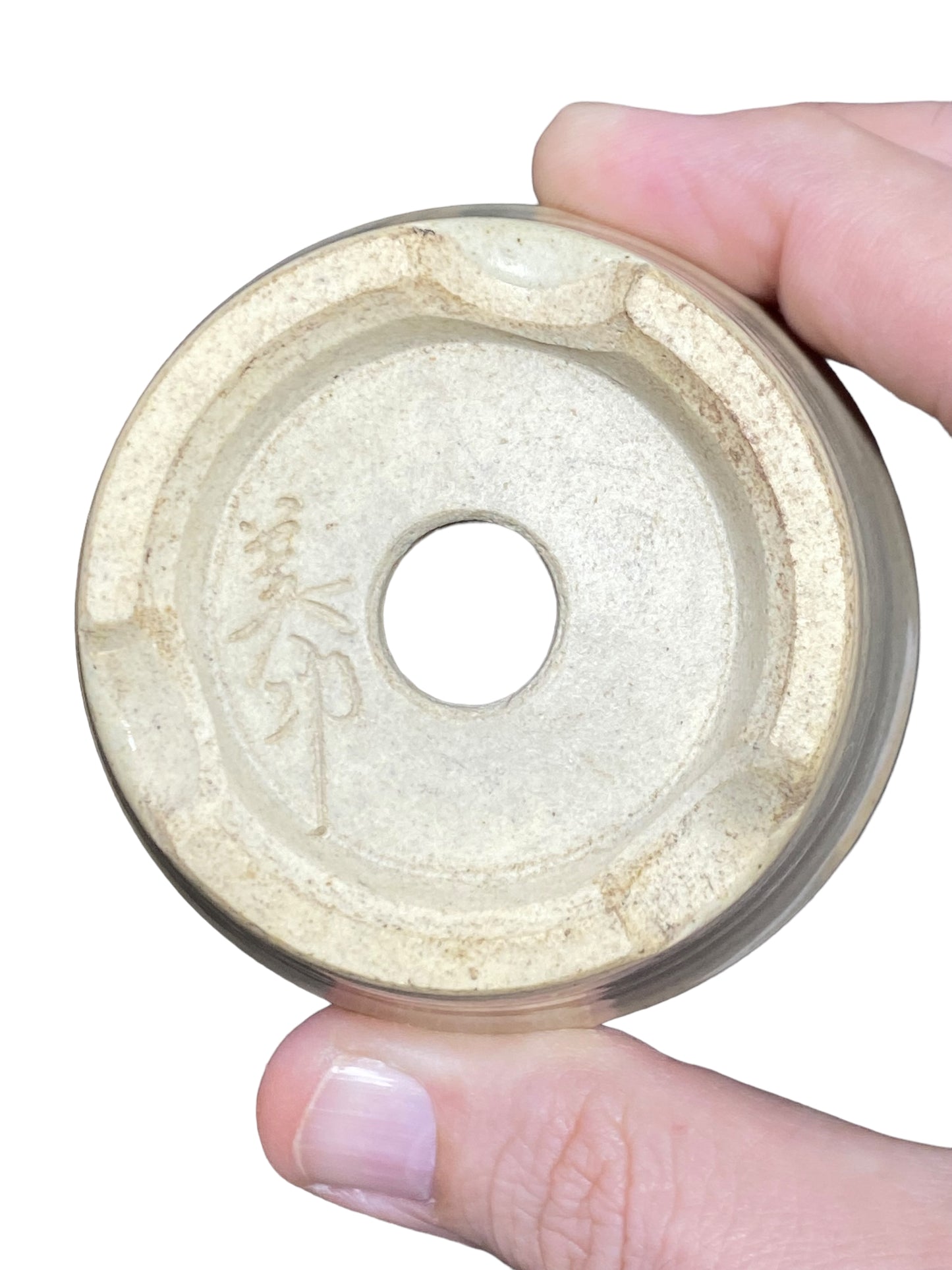 Bikoh - Cream Glazed Mame Round Bonsai Pot (2-7/8" wide)