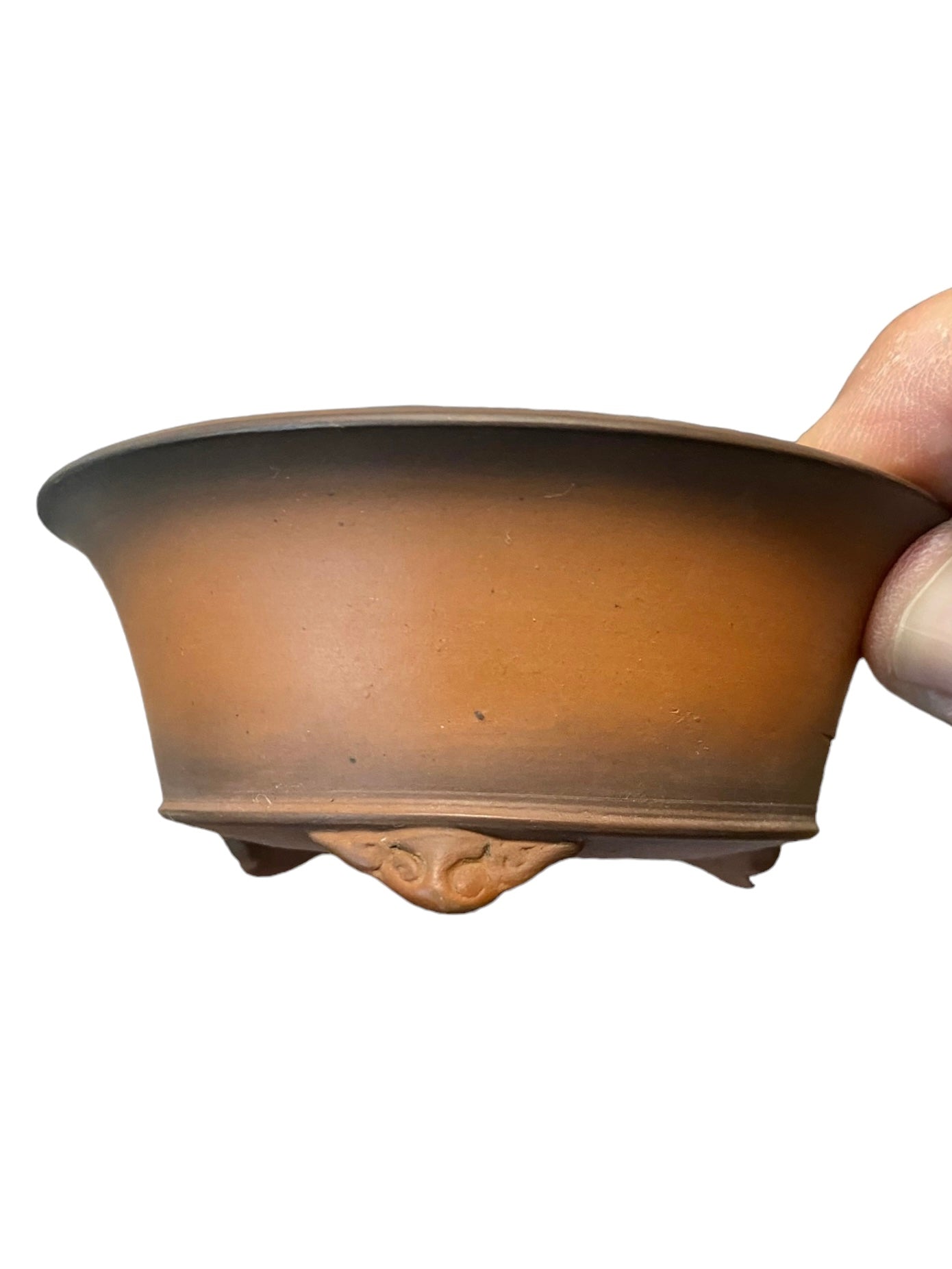 Bigei - Relief Carved Drum Style Bonsai or Accent Pot (3-3/4" wide)