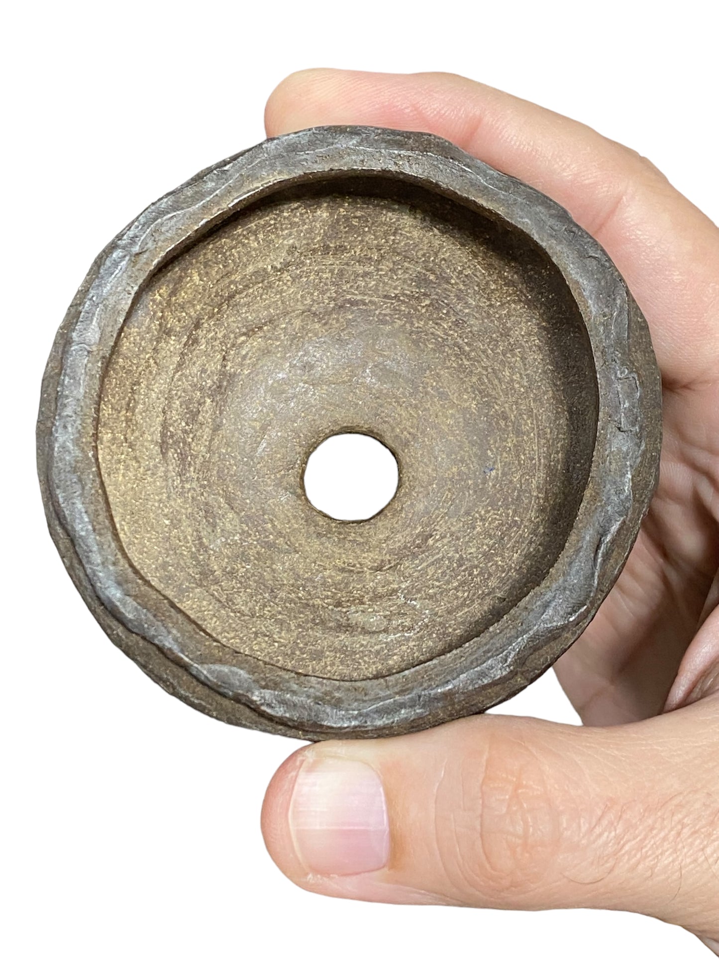 Banko Syunzan - Rare Unglazed Footed Round Bonsai Pot