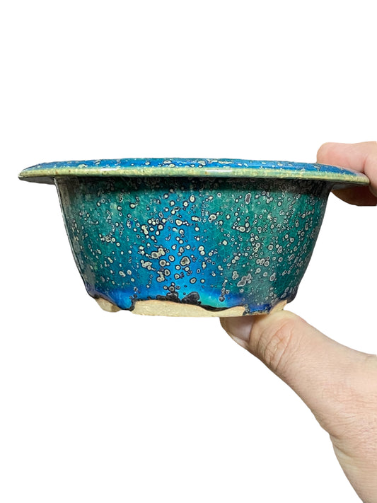 Koyo - Classic Oribe Glazed Banded Bowl Bonsai Pot