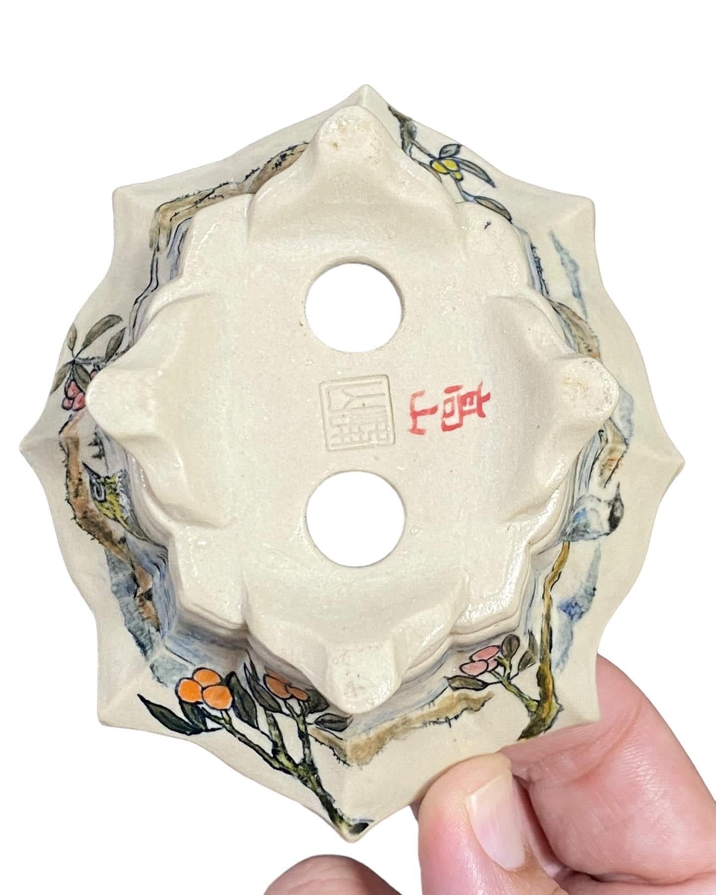 Kouzan - Exquisite Hand Painted Bonsai Pot (4-9/16” wide)