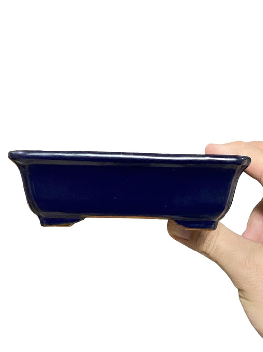 Yamafusa - Ruri Blue Glazed Rectangle Bonsai Pot
