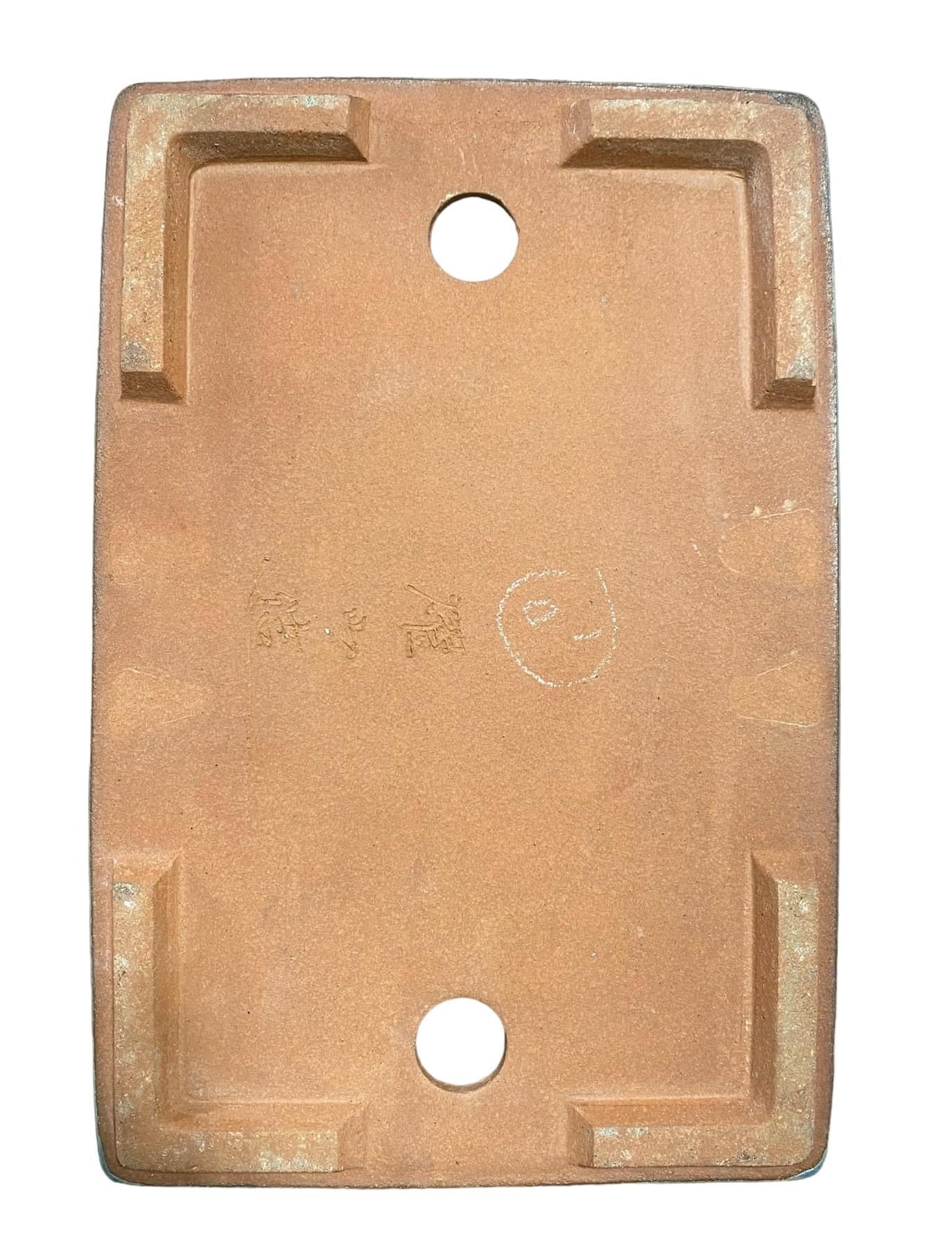 Yozan - Large Blue Glazed Rectangle Bonsai Pot (12-1/4" wide)