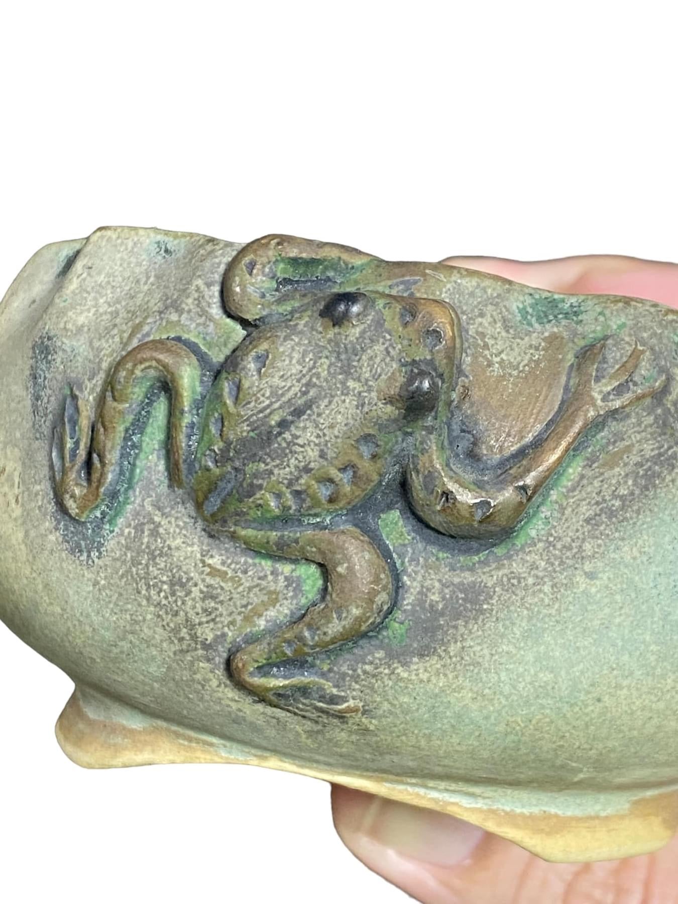 Tanabe Sekisyu - Bronzed Frog Bonsai or Accent Pot (Rare) (3-1/2” wide)