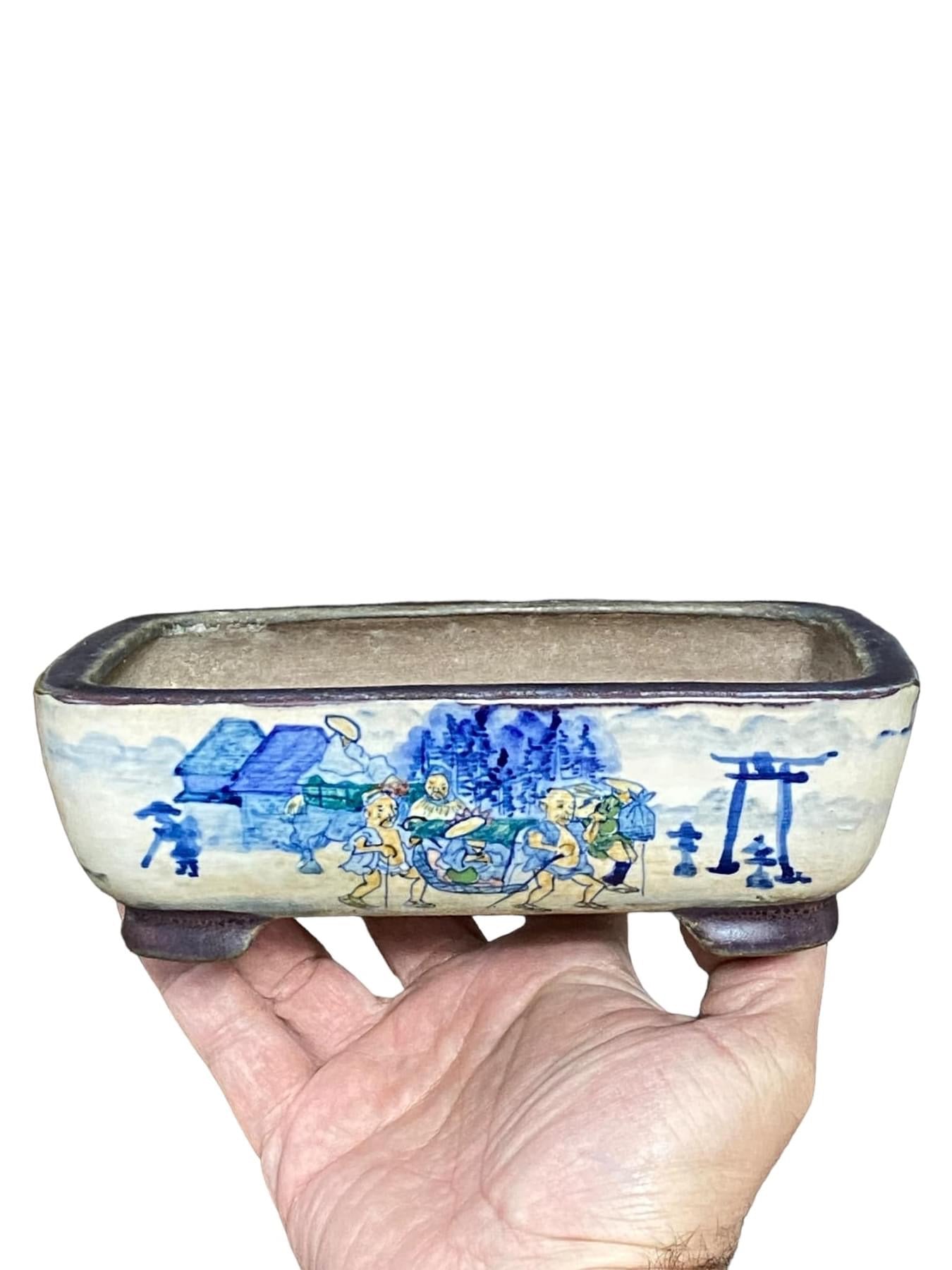 Tosui - Old Beautiful Painted Bonsai Pot