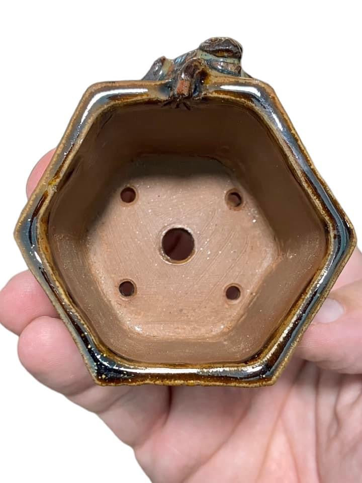 Takudo - Glazed Frog Mame Bonsai or Accent Pot