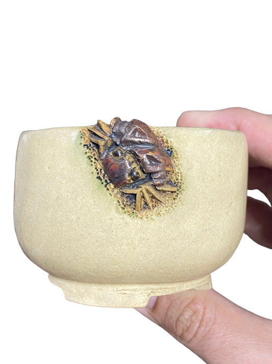 Tanabe Sekisyu - Carved Crab on a Bowl Bonsai Pot (Rare) (3-3/8” wide)