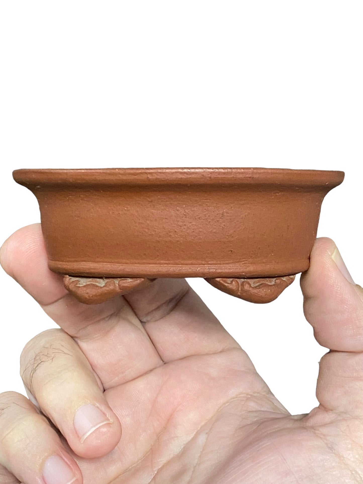 Maruhei - Relief Carved Footed Oval Style Bonsai Pot
