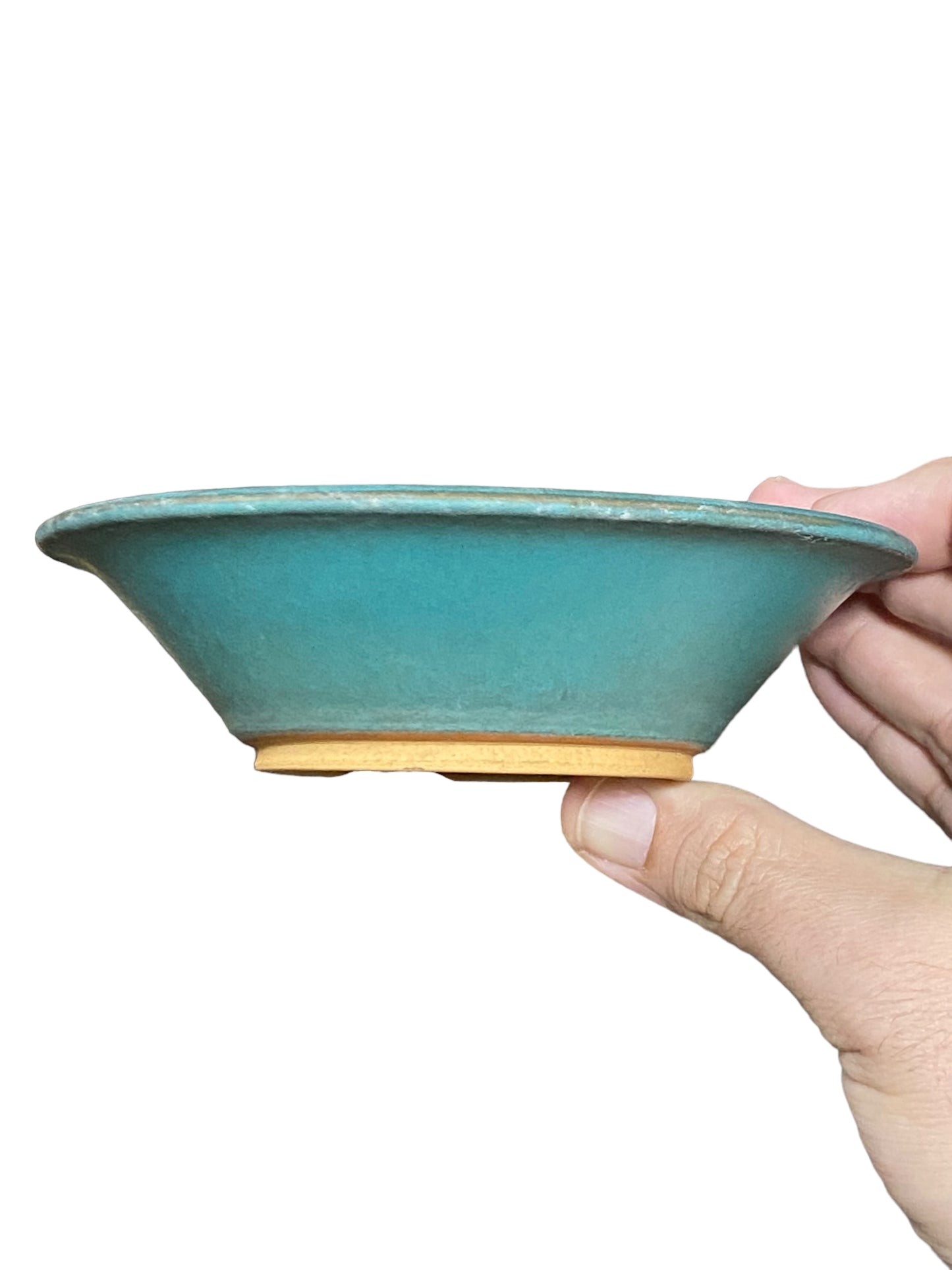 Bigei - Rare Teal Glazed Bowl Style Bonsai Pot