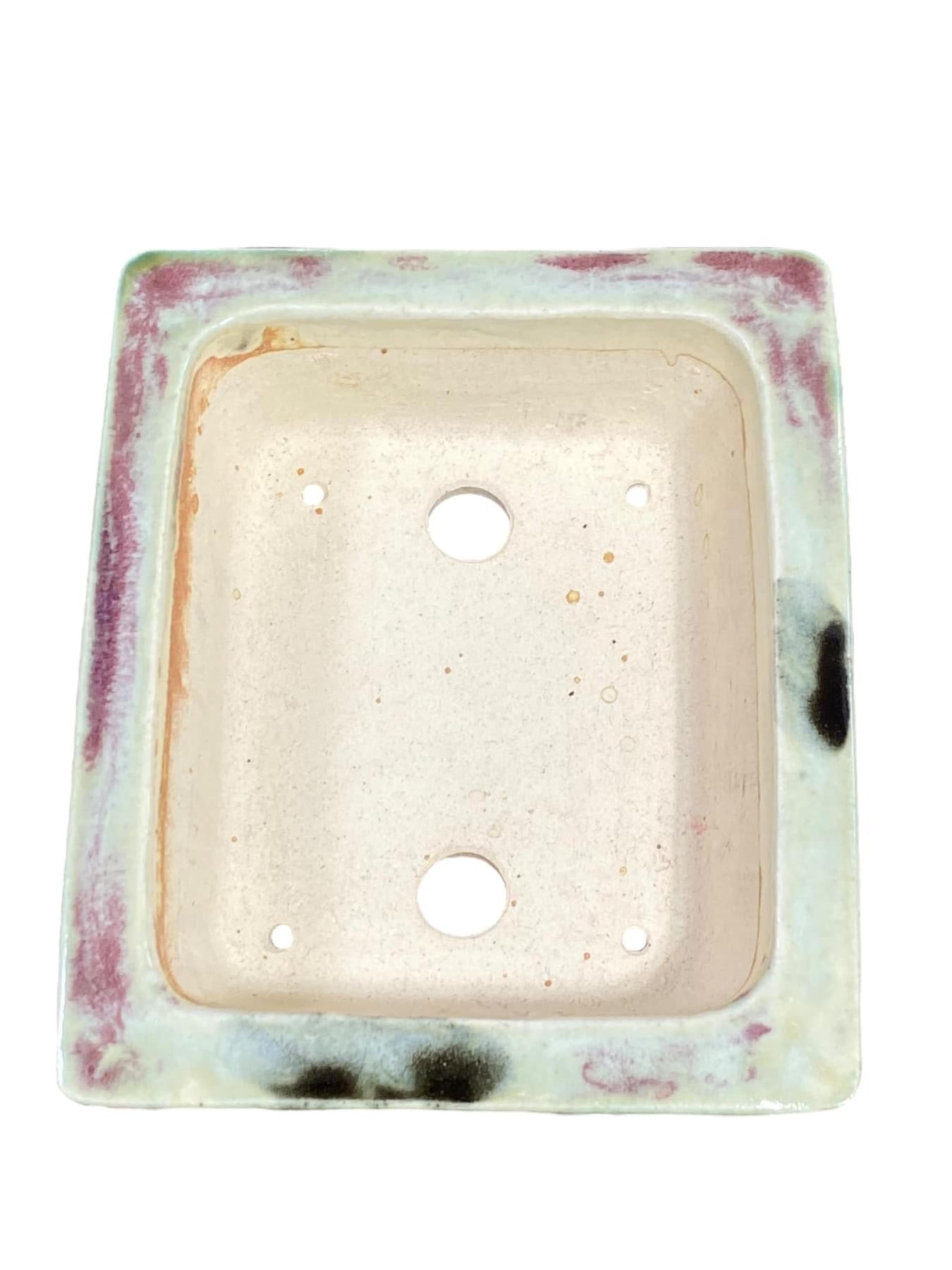 Fukuda Keiun - Stellar Crackle Glazed Rectangle Bonsai Pot (6-5/16” wide)